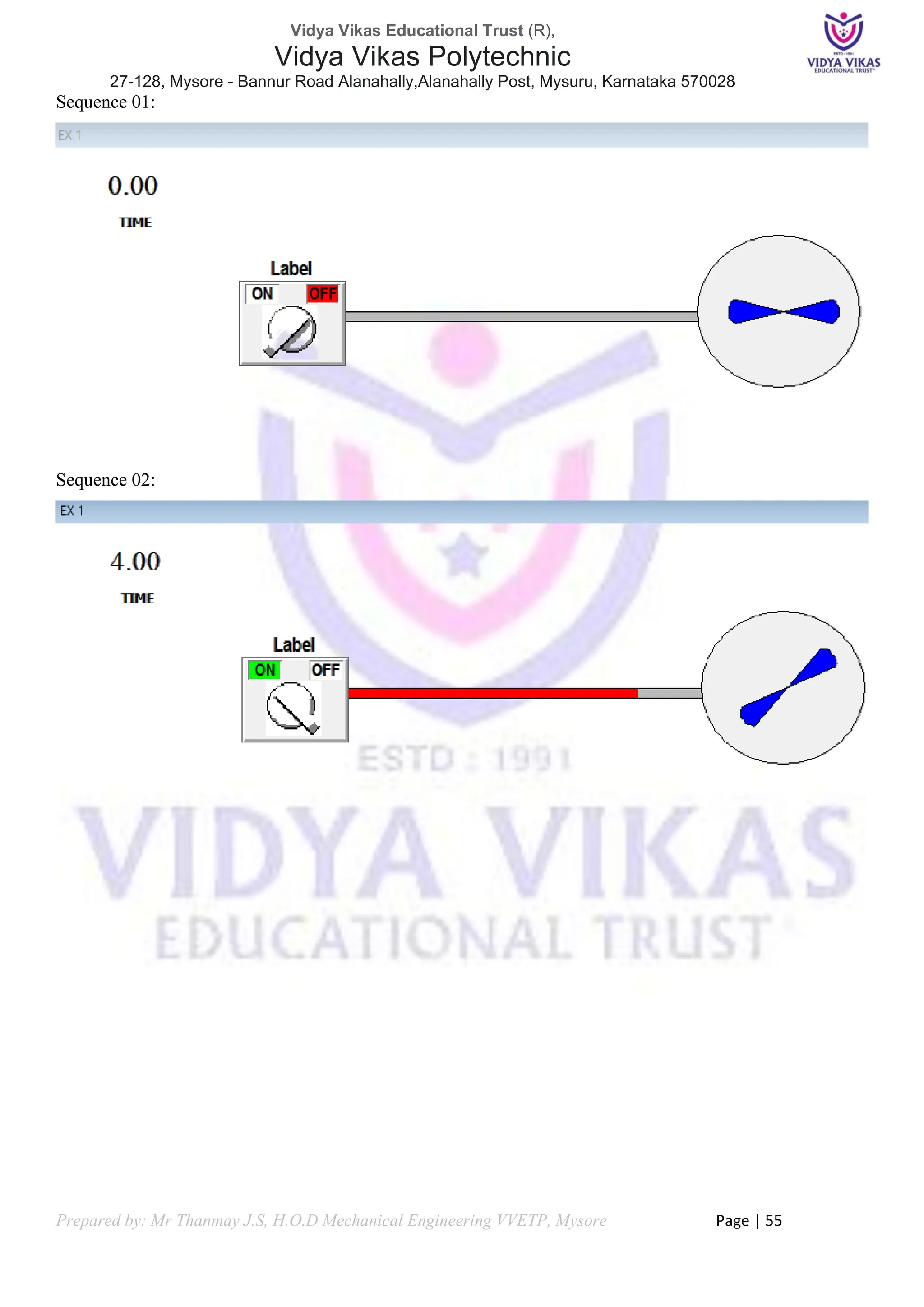Vidya Vikas Educational Trust (R),
Vidya Vikas Polytechnic
27-128, Mysore - Bannur Road Alanahally,Alanahally Post, Mysuru, Karnataka 570028
Prepared by: Mr Thanmay J.S, H.O.D Mechanical Engineering VVETP, Mysore Page | 55
Sequence 01:
Sequence 02:
 