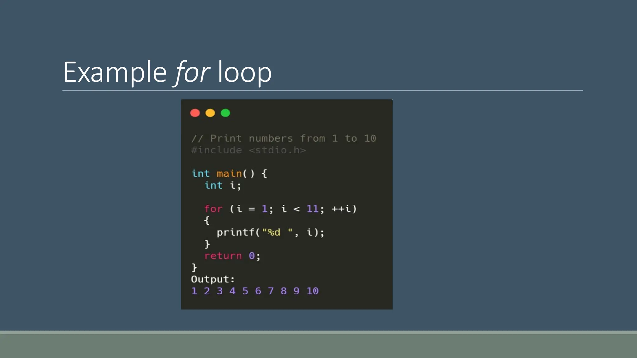 Example for loop
 