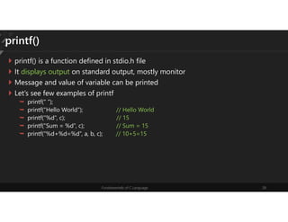 Fundamentals of c language | PDF
