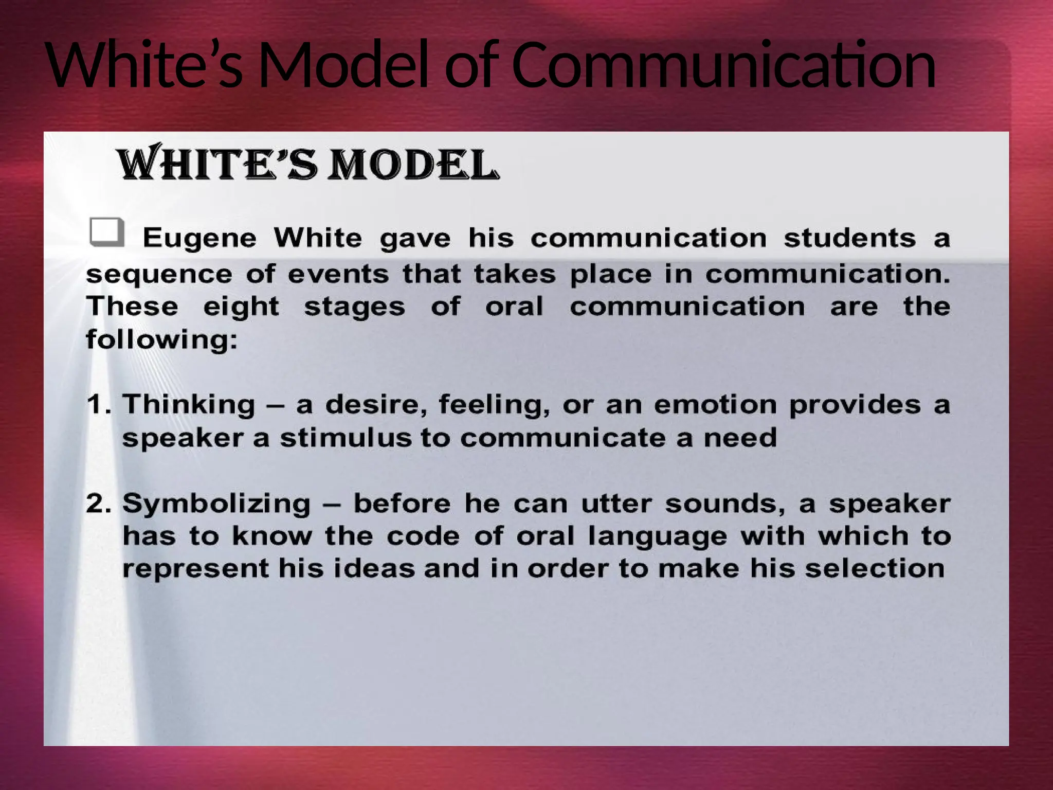White’s Model of Communication
 
