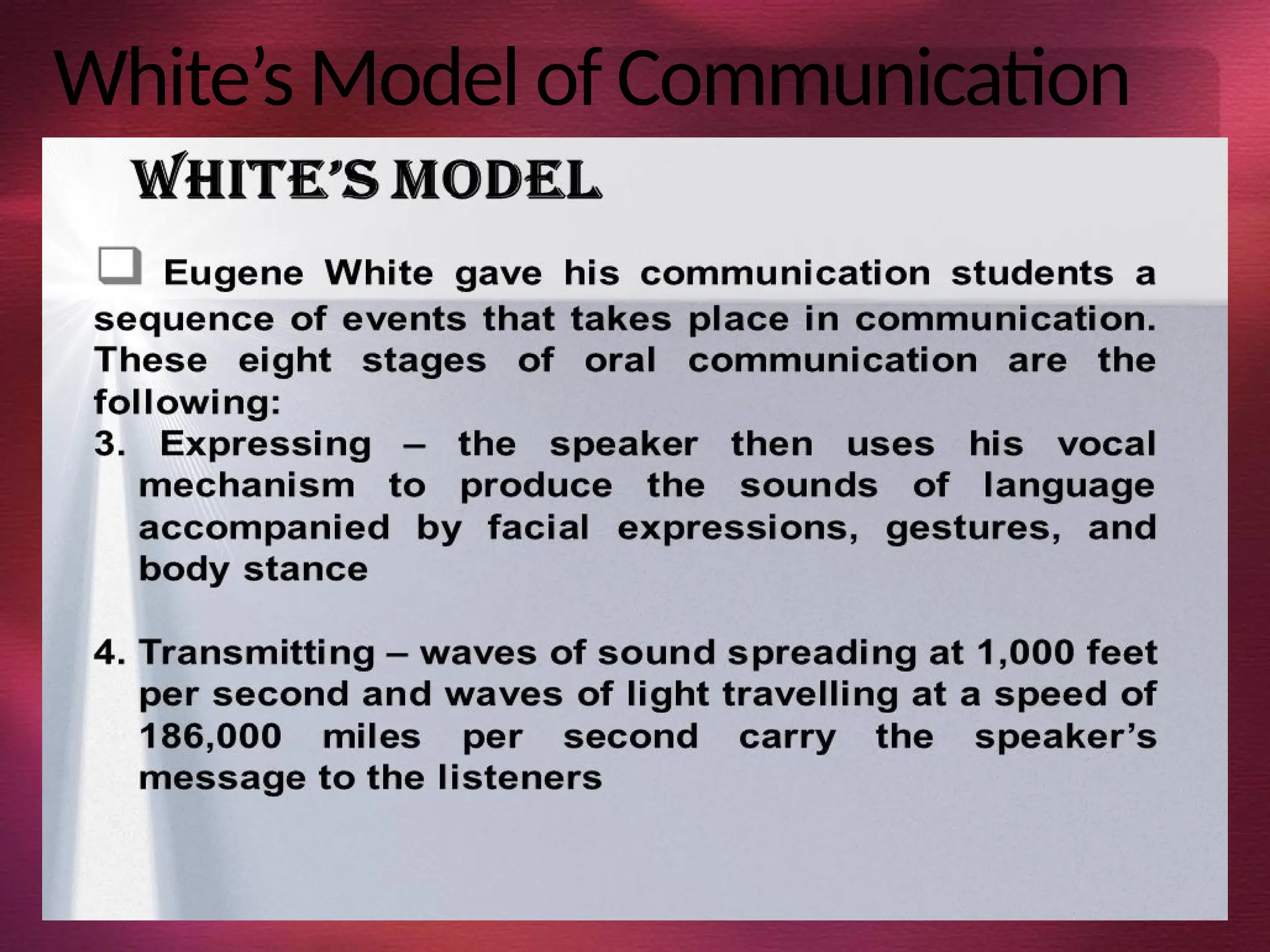 White’s Model of Communication
 