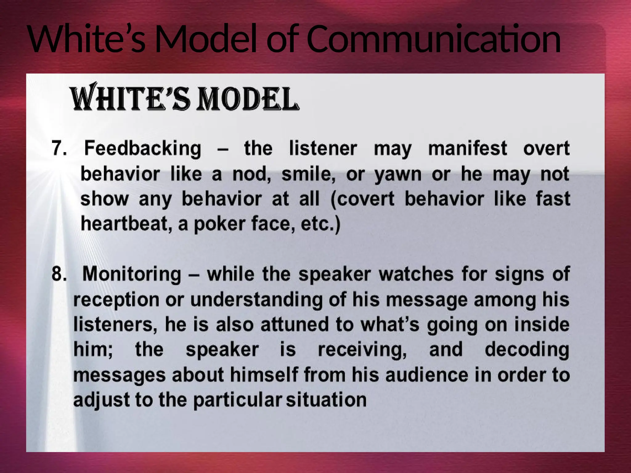 White’s Model of Communication
 