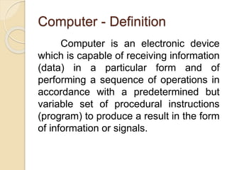 Fundamentals of computer | PPTX