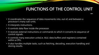 Control Function In Computer Fundamentals of computer Part 1 | PPTX