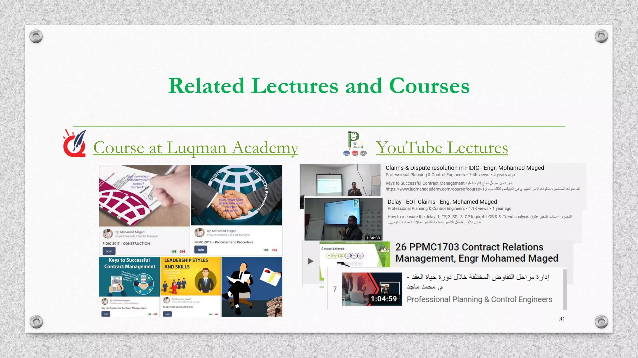 Related Lectures and Courses
Course at Luqman Academy YouTube Lectures
81
 