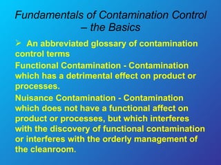 Fundamentals Of Contamination Control | PPT