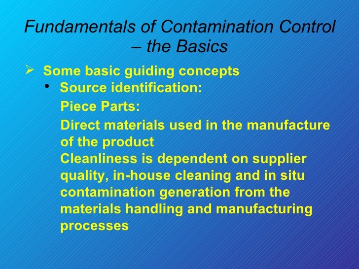 Fundamentals Of Contamination Control