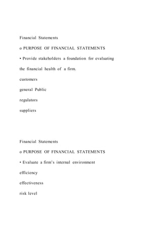 Financial Statement Rationale Fundamentals of Corporate Finance, 2e ROBERT PARRINO | DOCX