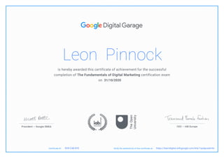 Leon Pinnock
31/10/2020
https://learndigital.withgoogle.com/link/1qsdpcedm9sRVR C4B RYE
 