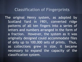 Henry System Pattern Examples Fundamentals of fingerprinting | PPTX