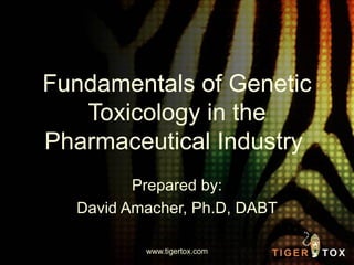 Fundamentals of Genetic Toxicology in the Pharmaceutical Industry  Prepared by: David Amacher, Ph.D, DABT www.tigertox.com 