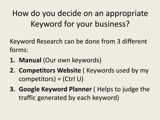 The KEYWORDS Framework: Standardizing Keyword Selection for Improved ... - For More Appropriate Keywords