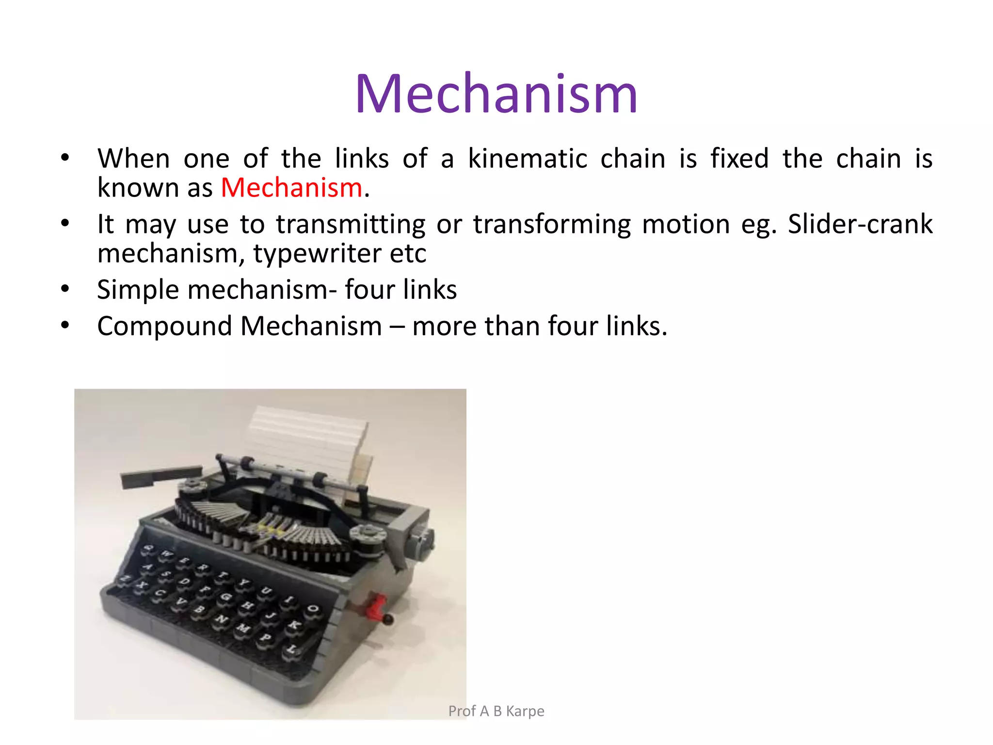 Fundamentals of kinematics and mechanisms | PPTX