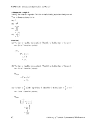 CHAPTER 1 Introductory Information and Review
Additional Example 1:

Solution:

62

University of Houston Department of Mathematics

 