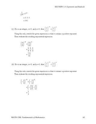 SECTION 1.4 Exponents and Radicals

MATH 1300 Fundamentals of Mathematics

65

 