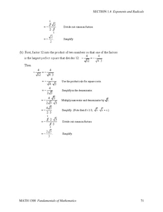 SECTION 1.4 Exponents and Radicals

MATH 1300 Fundamentals of Mathematics

71

 