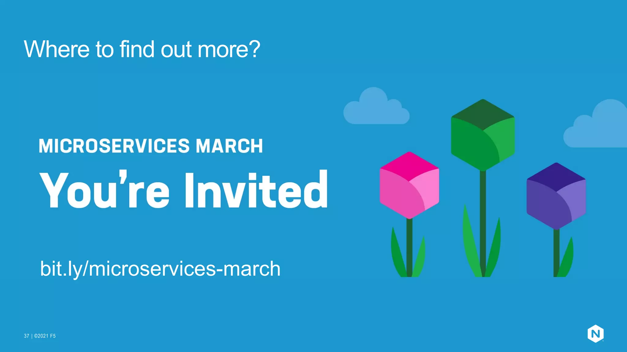 | ©2021 F5
37
Where to find out more?
bit.ly/microservices-march
 