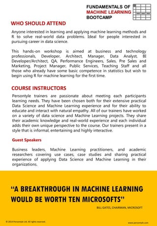 Fundamentals of Machine Learning Bootcamp - 24 Nov London | PDF