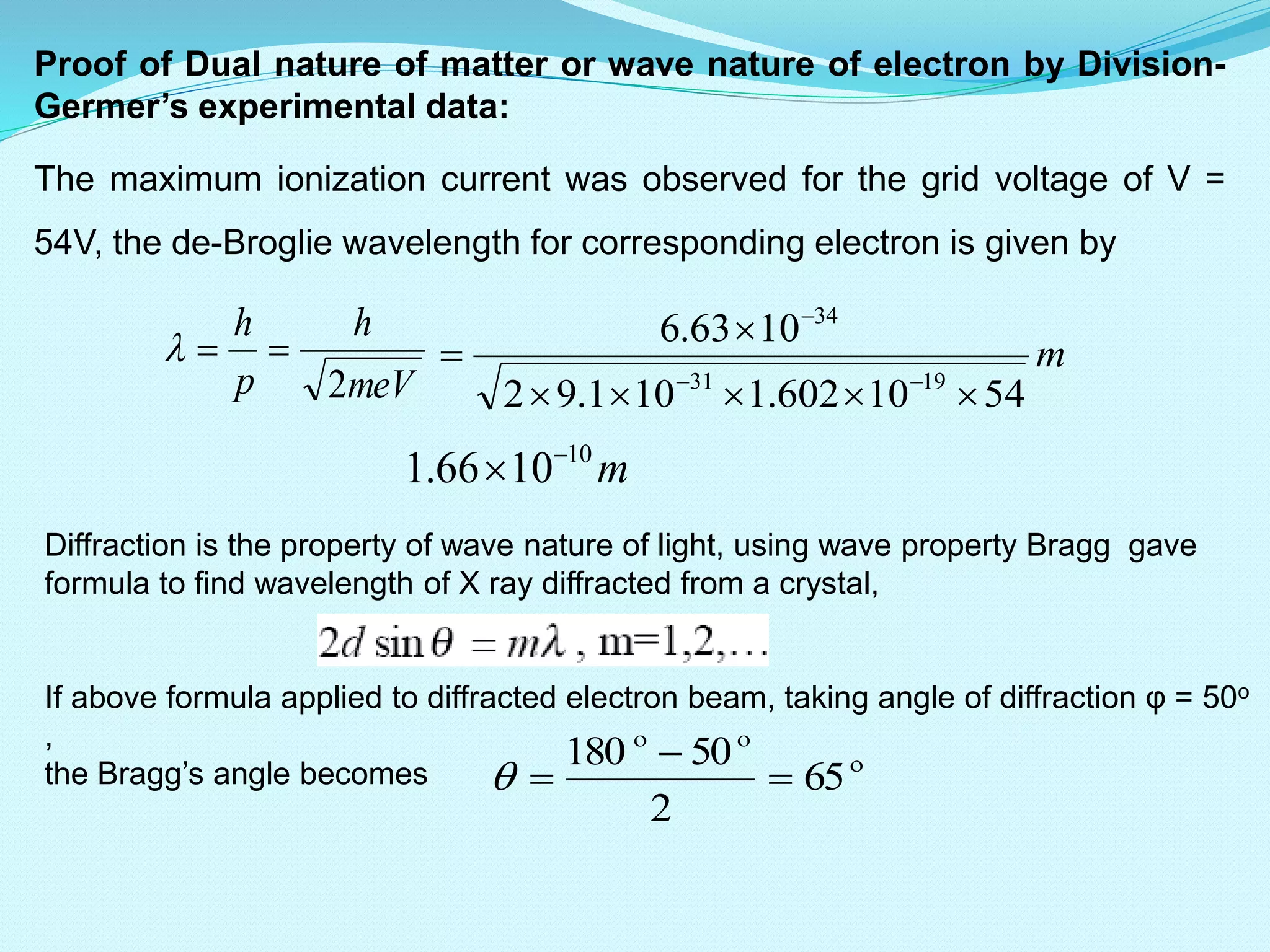 Fundamentals of modern physics, the de-Broglie hypothesis