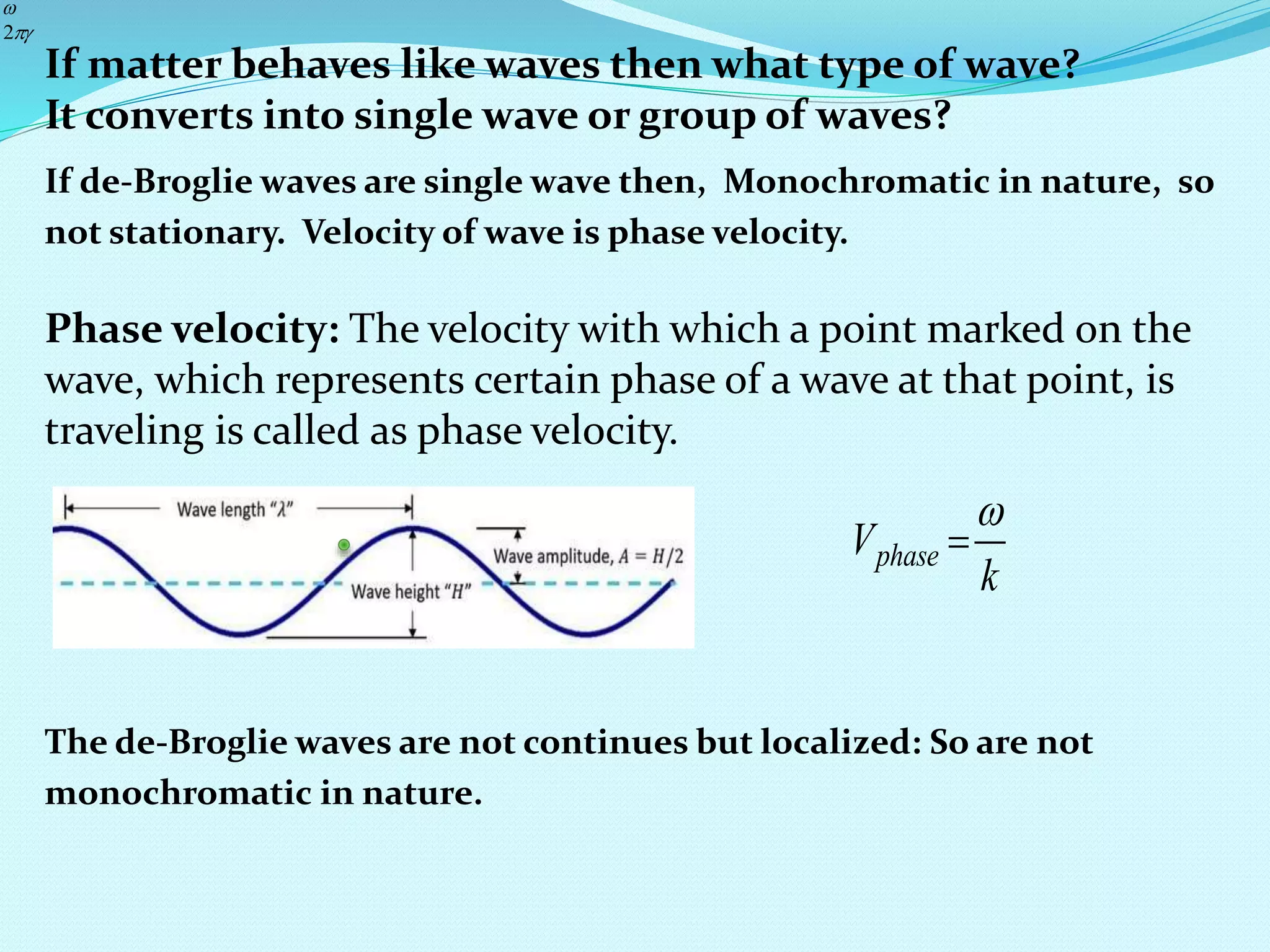 Fundamentals of modern physics, the de-Broglie hypothesis
