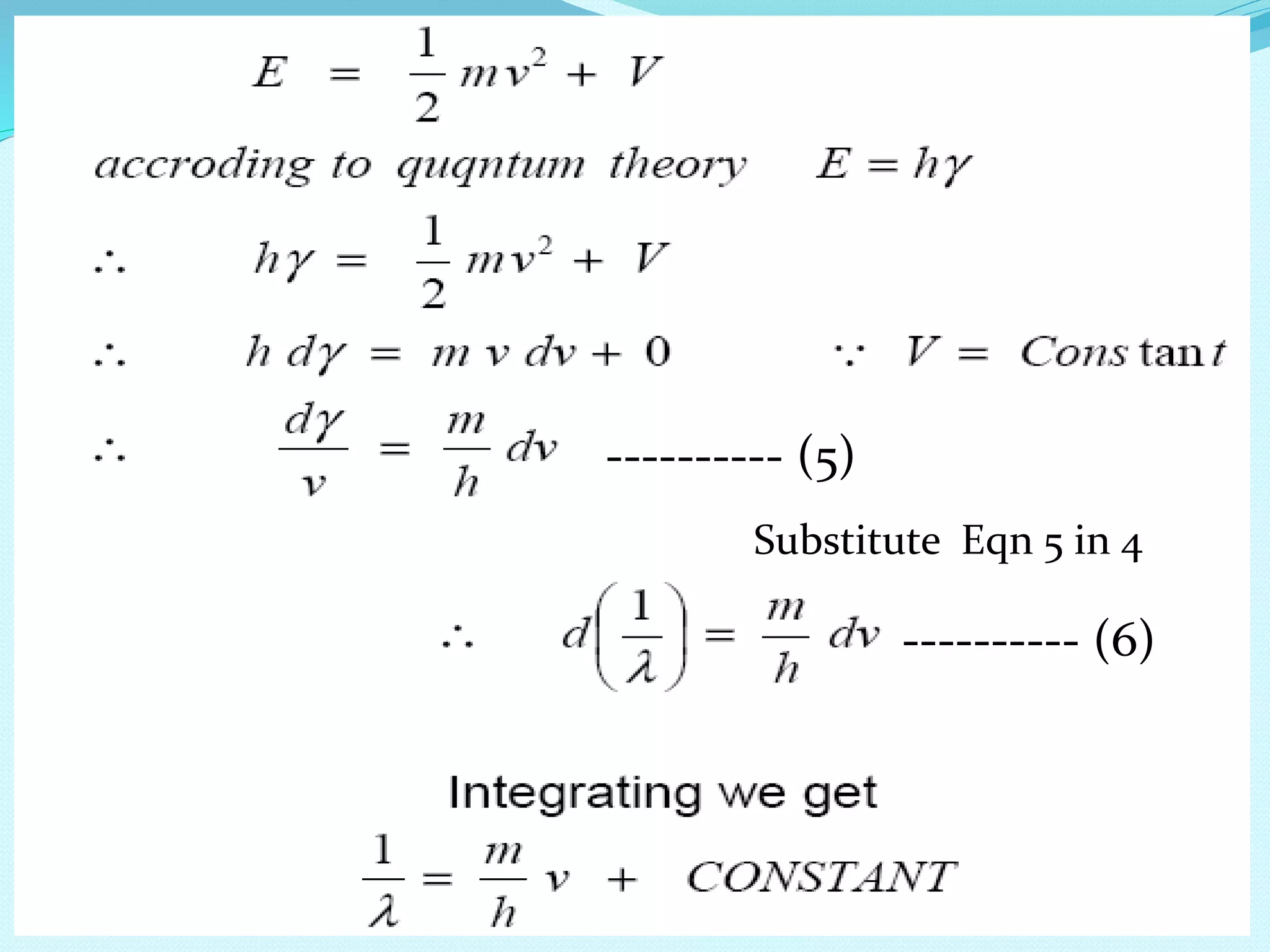 Fundamentals of modern physics, the de-Broglie hypothesis