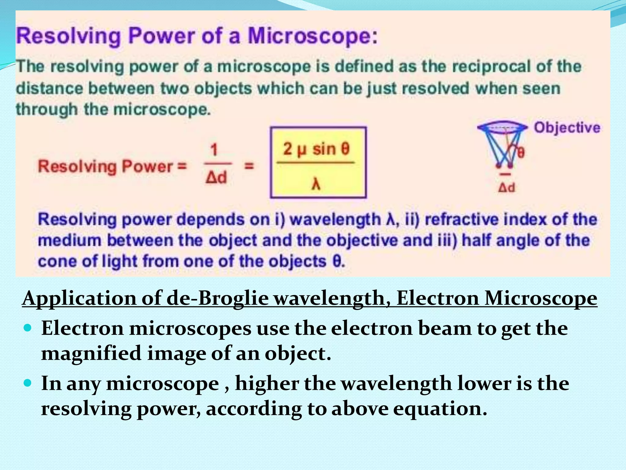 Fundamentals of modern physics, the de-Broglie hypothesis