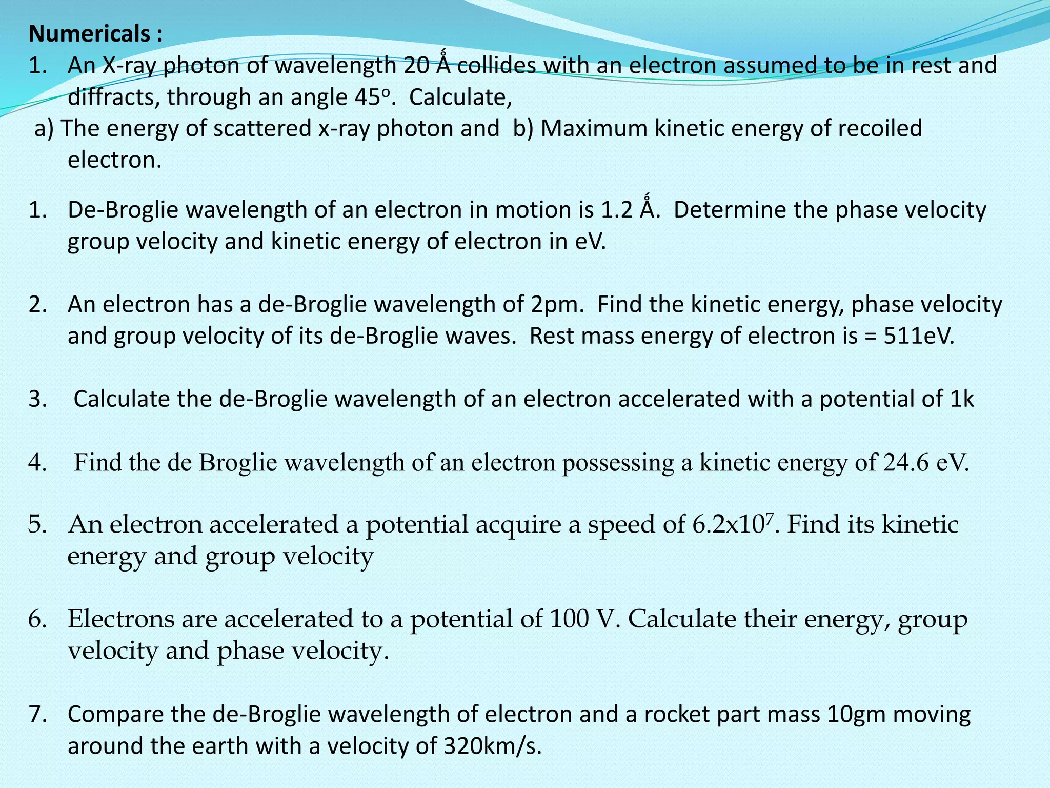 Fundamentals of modern physics, the de-Broglie hypothesis