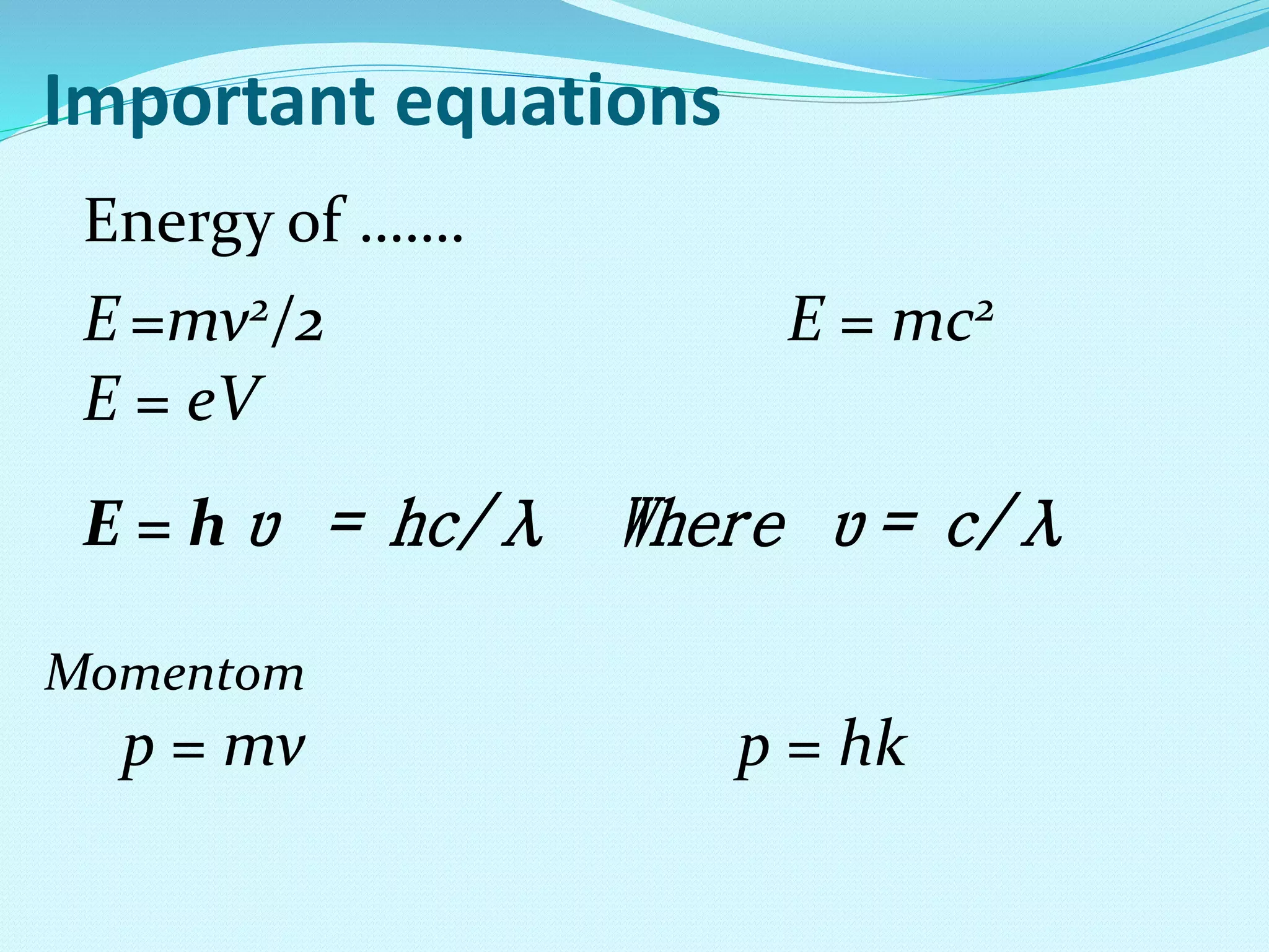 Fundamentals of modern physics, the de-Broglie hypothesis