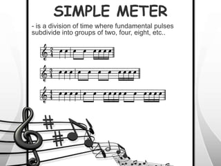 Simple Meter Examples Rythm Fundamentals of music | PPTX