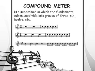 Compound Meter Worksheet Fundamentals of music | PPTX