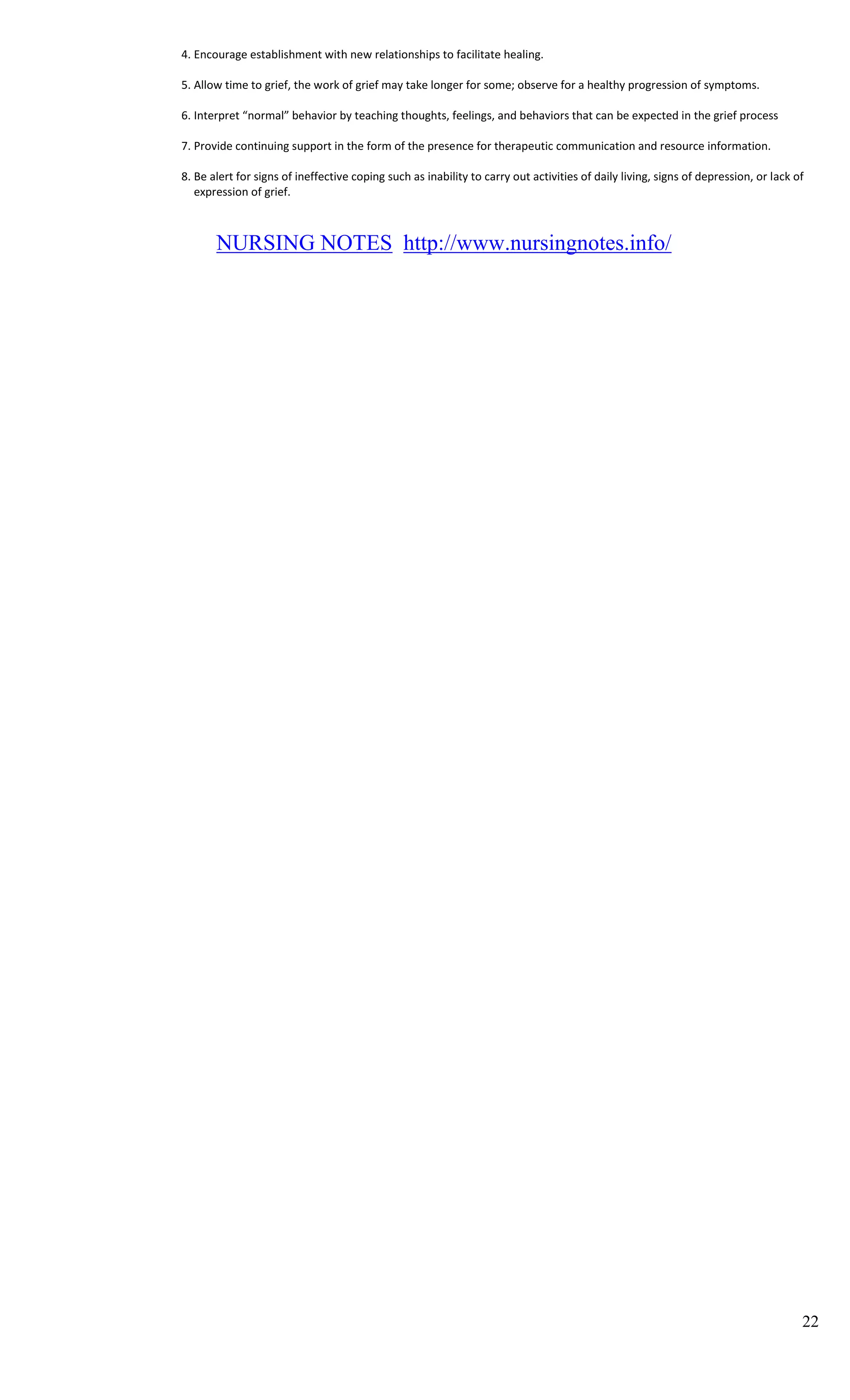 LEADING QUESTIONS – (closed and directive) directs the client’s answer. It gives the client less opportunity to decide whether the answer is true or not. (Ex. You’re stressed about the surgery tomorrow, aren’t you?)THEORETICAL FRAMEWORK of NURSING PRACTICE<br />Nursing<br />As by the INTERNATIONAL COUNCIL OF NURSES (ICN, 1973) as written by Virginia Henderson: The unique function of the nurse is to assist the individual, sick or well, in the performance of those activities contributing to health. It’s recovery, or to a peaceful death that the client would perform unaided if he had the necessary strength, will or knowledge.<br />Help the client gain independence as rapidly as possible.<br />CONCEPTUAL AND THEORETICAL MODELS OF NURSING PRACTICE<br />TheoristDescriptionFLORENCE NIGHTINGALEDeveloped the first theory of nursing.Focused on changing and manipulating the environment in order to put the patient in the best possible conditions for nature to act.HILDEGARD PEPLAUIntroduced the Interpersonal Model. She defined nursing as a therapeutic, interpersonal process which strives to develop a nurse-patient relationship in which the nurse serves as a resource person, counselor and surrogate.FAYE ABDELLAHDefined nursing as having a problem-solving approach, with key nursing problems related to health needs of people; developed list 21 nursing problem areasIDA JEAN ORLANDODeveloped the three elements – client behavior, nurse reaction and nurse action – compose the nursing situation. She observed that the nurse provide direct assistance to meet an immediate need for help in order to avoid or to alleviate distress or helplessness.MYRA LEVINEDescribed the Four Conservation Principles. conservation of energyconservation of structured integrityconservation of personal integrityconservation of social integrityDOROTHY JOHNSONDeveloped the Behavioral System Model. Patient’s behavior as a system that is a whole with interacting parts how the client adapts to illnessgoal of nursing is to reduce so that the client can move more easily through recovery. MARTHA ROGERSConceptualized the Science of Unitary Human Beings. She asserted that human beings are more than different from the sum of their parts; the distinctive properties of the whole are significantly different from those of its parts.DOROTHEA OREMEmphasizes the client’s self care needs; nursing care becomes necessary when client is unable to fulfill biological, psychological, developmental or social needs.IMOGENE KINGNursing process is defined as dynamic interpersonal process between nurse, client and health care system.BETTY NEUMANStress reduction is a goal of system model of nursing practice. Nursing actions are in primary, secondary or tertiary level of preventionSISTER CALLISTA ROY Presented the Adaptation Model. She viewed each person as a unified bio-psychosocial system in constant interaction with a changing environment. The goal of nursing is to help the person adapt to changes in physiological needs, self-concept, role function and interdependent relations during health and illness. LYDIA HALLIntroduced the notion that nursing centers around three components: person(core), pathologic state and treatment(cure) and body(care).JEAN WATSONConceptualized the Human Caring Model. She emphasized that nursing is the application of the art and human science through transpersonal caring transactions to help persons achieve mind-body-soul harmony, which generates self-knowledge, self-control, self-care and self-healing.ROSEMARIE RIZZO PARSE Introduced the Theory of Human Becoming. She emphasized free choice of personal meaning in relating to value priorities, co-creating of rhythmical patterns, in exchange with the environment and contranscending in many dimensions as possibilities unfold.MADELEINE LENINGERDeveloped the Transcultural Nursing Model. She advocated that nursing is a humanistic and scientific mode of helping a client through specific cultural caring processes (cultural values, beliefs and practices) to improve or maintain a health condition<br />ROLES AND FUNCTION OF A NURSE<br />Caregiver – the caregiver role has traditionally included those activities that assist the client physically and psychologically while preserving the client’s dignity.  Caregiving encompasses the physical, psychosocial, developmental, cultural and spiritual levels.<br />Communicator – communication is an integral to all nursing roles. Nurses communicate with the client, support persons, other health professionals, and people in the community. In the role of communicator, nurses identify client problems and then communicate these verbally or in writing to other members of the health team. The quality of a nurse’s communication is an important factor in nursing care.<br />Teacher – as a teacher, the nurse helps clients learn about their health and the health care procedures they need to perform to restore or maintain their health. The nurse assesses the client’s learning needs and readiness to learn, sets specific learning goals in conjunction with the client, enacts teaching strategies and measures learning.<br />Client advocate – a client advocate acts to protect the client. In this role the nurse may represent the client’s needs and wishes to other health professionals, such as relaying the client’s wishes for information to the physician. They also assist clients in exercising their rights and help them speak up for themselves.<br />Counselor – counseling is a process of helping a client to recognize and cope with stressful psychologic or social problems, to developed improved interpersonal relationships, and to promote personal growth. It involves providing emotional, intellectual, and psychologic support.<br />Change agent – the nurse acts as a change agent when assisting others, that is, clients, to make modifications in their own behavior. Nurses also often act to make changes in a system such as clinical care, if it is not helping a client return to health.<br />Leader – a leader influences others to work together to accomplish a specific goal. The leader role can be employed at different levels; individual client, family, groups of clients, colleagues, or the community. Effective leadership is a learned process requiring an understanding of the needs and goals that motivate people, the knowledge to apply the leadership skills, and the interpersonal skills to influence others.<br />Manager – the nurse manages the nursing care of individuals, families, and communities. The nurse-manager also delegates nursing activities to ancillary workers and other nurses, and supervises and evaluates their performance.<br />Case manager – nurse case managers work with the multidisciplinary health care team to measure the effectiveness of the case management plan and to monitor outcomes.<br />Research consumer – nurses often use research to improve client care. In a clinical area nurses need to:<br />Have some awareness of the process and language of research<br />Be sensitive to issues related to protecting the rights of human  subjects<br />Participate in identification of significant researchable problems<br />Be a discriminating consumer of research findings<br />Concepts of Health and Illness<br />Health – As defined by the World Health Organization (WHO): state of complete physical, mental and social well-being, not merely the absence of disease or infirmity.<br />Characteristics<br />A concern for the individual as a total system<br />A view of health that identifies internal and external environment<br />An acknowledgment of the importance of an individual’s role in life<br />A dynamic state in which the individual adapts to <br />changes in internal and external environment to maintain a state of well being<br />Models of Health and Illness<br />Health-Illness Continuum (Neuman) – Degree of client wellness that exist at any point in time, ranging from an optimal wellness condition, with available energy at its maximum, to death which represents total energy depletion.<br />High – Level Wellness Model (Halbert Dunn) – It is oriented toward maximizing the health potential of an individual. This model requires the individual to maintain a continuum of balance and purposeful direction within the environment.<br />Agent – Host – environment Model (Leavell) – The level of health of an individual or group depends on the dynamic relationship of the agent, host and environment<br />Agent – any internal or external factor that disease or illness.<br />Host – the person or persons who may be susceptible to a            <br />                                  particular illness or disease<br />Environment – consists of all factors outside of the host<br />Health – Belief Model – Addresses the relationship between a person’s belief and behaviors. It provides a way of understanding and predicting how clients will behave in relation to their health and how they will comply with health care therapies.<br />Four Components<br />The individual is perception of susceptibility to an illness<br />The individual’s perception of the seriousness of the illness<br />The perceived threat of a disease<br />The perceived benefits of taking the necessary preventive <br />measures<br />Evolutionary – Based Model – Illness and death serves as a evolutionary function. Evolutionary viability reflects the extent to which individual’s function to promote survival and well-being. The model interrelates the following elements:<br />Life events<br />Life style determinants<br />Evolutionary viability within the social context<br />Control perceptions<br />Viability emotions<br />Health outcomes<br />Health Promotion Model – A “complimentary counterpart models of health protection”. Directed at increasing a client’s level of well being. Explain the reason for client’s participation health-promotion behaviors. The model focuses on three functions:<br />It identifies factors (demographic and socially) enhance or decrease the participation in health promotion<br />It organizes cues into pattern to explain likelihood of a client’s participation health-promotion behaviors<br />It explains the reasons that individuals engage in health activities<br />Illness – State in which a person’s physical, emotional, intellectual, social developmental or spiritual functioning is diminished or impaired. It is a condition characterized by a deviation from a normal, healthy state.<br />3 Stages of Illness<br />Stage of Denial – Refusal to acknowledge illness; anxiety, fear, irritability and aggressiveness.<br />Stage of Acceptance – Turns to professional help for assistance<br />Stage of Recovery (Rehabilitation or Convalescence) – The patient goes through of resolving loss or impairment of function<br />Rehabilitation<br />A dynamic, health oriented process that assists individual who is ill or disabled to achieve his greatest possible level of physical, mental, spiritual, social and economical functioning.<br />Abilities not disabilities, are emphasized.<br />Begins during initial contact with the patient<br />Emphasis is on restoring the patient to independence or regain his pre-illness/predisability level of function as short a time as possible<br />Patient must be an active participant in the rehabilitation goal setting an din rehabilitation process.<br />Focuses of Rehabilitation<br />Coping pattern<br />Functional ability – focuses on self-care: activities of daily living (ADL); feeding, bathing/hygiene, dressing/grooming, toileting and mobility<br />Mobility<br />Integrity of skin<br />Control of bowel and bladder function<br />Concepts of Stress<br />Stress           (Theory by Hans Selye)<br />Non specific response of the body to nay demand made upon it<br />Any situation in which a non specific demand requires an individual to respond or take action<br />Characteristics of Stress<br />Stress is not nervous energy. Emotional reactions are common stressors<br />Stress is not always the result of damage to the body<br />Stress does not always result in feelings of distress (harmful or unpleasant stress)<br />Stress is a necessary part of life and is essential for normal growth and development<br />Stress involves the entire body acting as a whole and is an integrated manner<br />Stress response is natural, productive and adaptive<br />Stressors – Factor or agent producing stress, maybe: physiological, psychological, social, environmental, developmental, spiritual or cultural and represent an unmet needs<br />Classification of Stressors<br />Internal Stressors – originate from within the body. E.g. fever, pregnancy, menopause, emotion such as guilt<br />External Stressors – originate outside a person. E.g. change in family or social role, peer pressure, marked change in environmental temperature<br /> <br />Factors influencing response to stressors<br />Physiological functioning<br />Personality<br />Behavioral characteristics<br />Nature of the stressor: integrity, scope, duration, number, and nature of other stressors<br />Homeostasis – Process of maintaining uniformity, stability and constancy with in the living organisms. (from Greek word homotos – like, and stasis – position)<br />Adaptation – Body’s adjustment to different circumstances and conditions. Process by the physiological or psychological dimensions change in response to stress; attempt to maintain optimal functioning<br />Adaptation to Stress-Physiological Response (Hans Selye)<br />Local Adaptation Syndrome (LAS) – Response of a body tissue, organ or part to the stress of trauma, illness or other physiological change<br />Characteristics<br />The response is localized, it does not involve entire body systems<br />The response is adaptive, meaning that a stressor is necessary to stimulate it<br />The response is short term. It does not persist indefinitely<br />The response is restorative, meaning that the LAS assists in restoring homeostasis to the body region or part<br />Two Localized Responses<br />Reflex Pain Response – is a localized response of the central <br />nervous system to pain. It is an adaptive response and protects tissue from further damage. The response involves a sensory receptor, a sensory nerve from the spinal cord, and an effector muscle. An example would be the unconscious, reflex removal of the hand from a hot surface.<br />Inflammatory Response – is stimulated by trauma or infection. This response localizes the inflammation, thus revenging its spread and promotes healing. The inflammatory response may produce localized pain, swelling, heat, redness and changes in functioning.<br /> <br />Three Phases of Inflammatory Response<br />First Phase – Narrowing of blood vessels occurs at the injury to control bleeding. Then histamine is released at the injury, increasing the number of white blood cells to combat infection.<br />Second Phase – It is characterized by release of exudates from the wound<br />Third Phase – The last phase is repair of tissue by regeneration or scar formation. Regeneration replaces damaged cells with identical or similar cells.<br />General Adaptation Syndrome (GAS) or Stress Syndrome – characterized by a chain or pattern of physiologic events.<br />3 Stages<br />Alarm Reaction – initial reaction of the body which alerts the body’s defenses. SELYE divided this stage into 2 parts:<br />The SHOCK PHASE<br />The COUNTERSHOCK PHASE<br />Stage of Resistance – occurs when the body’s adaptation takes place; the body attempts to adjust with the stressor and to limit the stressor to the smallest area of the body that can deal with it.<br />Stage of Exhaustion – the adaptation that the body made during the second stage cannot be maintained; the ways used to cope with the stressors have been exhausted<br />StressorEpinephrineTachycardia↑ Myocardial contractility↑ Blood clotting↑ MetabolismNorepinephrine↓ Blood to kidney↑ ReninCotisoneProtein catablismGluconeogenesisStage of ResistanceAdaptationShock PhaseStage of Exhaustion         ↓    ↓              Rest          DeathThe three stages of adaptation to stress: the alarm reaction, the stage of resistance and the stage of exhaustion.<br />STRESSORS stimulate the sympathetic nervous system, which in turn stimulates the hypothalamus. The HYPOTHALAMUS releases corticotrophin releasing hormone (CRH). During times of stress, the ADRENAL MEDULLA secretes EPINEPHRINE & NOREPINEPHRINE in response to sympathetic stimulation. Significant body responses to epinephrine include the following:<br />Increased myocardial contractility, which increases cardiac output & blood flow to active muscles<br />Bronchial dilation, which allows increased oxygen intake<br />Increased blood clotting<br />Increased cellular metabolism<br />Increased fat mobilization to make energy available & to synthesize other compounds needed by the body.<br />Physiologic Indicators of Stress<br />Pupils dilate to increase visual perception when serious threats to the body arise.<br />Sweat production (diaphoresis) increases to control elevated body heat due to increased metabolism.<br />The heart rate & cardiac output increase to transport nutrients and by-products of metabolism more efficiently.<br />Skin is pallid because of constriction of peripheral vessels, an effect of norepinephrine.<br />Sodium & water retention increase due to release of mineralocorticoids, which results in increased blood volume.<br />The rate & depth of respirations increase because of dilation of the bronchioles, promoting hyperventilation.<br />Urinary output may increase or decreases.<br />The mouth may be dry.<br />Peristalsis of the intestines decreases, resulting in possible constipation and flatus.<br />For serious threats, mental alertness improves.<br />Muscle tension increases to prepare for rapid motor activity or defense.<br />Blood sugar increases because of release of glucocorticoids & gluconeogenesis.<br />Psychologic Indicators – psychologic manifestations of stress include anxiety, fear, anger, depression & unconscious ego defense mechanisms.<br />Anxiety – a common reaction to stress. It is a state of mental uneasiness, apprehension, dread, or foreboding or a feeling of helplessness related to an impending or anticipated unidentified threat to self or significant relationships. It can be experienced, subcutaneous or unconscious level. Can be manifested on 4 LEVELS:<br />Fear – an emotion or feeling of apprehension aroused by impending or seeming danger, or other perceived threat. The object of fear may or may not be based in reality.<br />Anger – an emotional state consisting of a subjective feeling of animosity or strong displeasure. People may feel guilty when they feel anger because they have been taught that to feel angry is wrong.<br />Depression – common reaction to events that seem overwhelming or negative. It is an extreme feeling of sadness, despair, dejection, lack of worth or emptiness.<br />Emotional symptoms can include: Feelings of tiredness, sadness, emptiness, or numbness<br />Behavioral signs include: Irritability, inability to concentrate, difficulty making decisions, loss of sexual desire, crying, sleep disturbance and social withdrawal.<br />Physical signs include: Loss of appetite, weight loss, constipation, headache and dizziness<br /> <br />Cognitive Indicators – are thinking responses that include problem-solving, structuring,     <br />                   self-control or self-discipline, suppression and fantasy<br />Problem solving – involves thinking through the threatening situation, using a specific steps to arrive at a solution<br />Structuring – arrangement or manipulation of a situation so that threatening events do not occur.<br />Self-Control (discipline) – assuming a manner of facial expression that convey a sense of being in control or in change.<br />Suppression – consciously and willfully putting a thought or feeling out of mind<br />Fantasy – (daydreaming) – likened to make believe. Unfulfilled wishes & desires are imagined as fulfilled, or a threatening experience is reworked or replayed so that it ends differently from reality.<br /> <br />COPING STRATEGIES (COPING MECHANISMS)<br />Coping – dealing with problems & situations or contending with them successfully.<br />Coping Strategy – innate or acquired way of responding to a changing environment or specific problem or situation.<br />According to Folkman and Lazarus, coping is “the cognitive & behavioral effort to manage specific external and/ or internal demands that are appraised as taxing or exceeding the resources of the person”.<br />Coping Strategies: 2 Types<br />Problem-focused coping – efforts to improve a situation by making changes or taking some action<br />Emotion-focused coping – does not improve the situation, but the person often feels better.<br />Coping strategies are also viewed as:<br />Long-term coping strategies – can be constructive & realistic<br />Short-term coping strategies – can reduce stress to a tolerable limit temporarily but are in the end od ineffective ways to deal with reality.<br />Coping can be adaptive or maladaptive:<br />Adaptive Coping – helps the person to deal effectively with stressful events & minimizes distress associated with them.<br />Maladaptive Coping – can result in unnecessary distress for the person & others associated with the person or stressful event.<br />*Effective coping results in adaptation; ineffective coping results in maladaptation. The effectiveness of an <br />individual’s coping is influenced by a number of factors:<br />The number, duration & intensity of the stressors<br />Past experiences of the individual<br />Support systems available to the individual<br />Personal qualities of the person<br />*If the duration of the stressors is extended beyond the coping powers of the individual, that person becomes exhausted and may develop increased susceptibility to health problems.<br />*Reaction to long term stress is seen in family members who undertake the care of a person in the home for a long period. This stress is called caregiver burden & produces responses such as chronic fatigue, sleeping difficulties & high BP.<br />*Prolonged stress can also result in mental illness.<br />Relaxation Techniques – used to quiet the mind, release tension & counteract the fight or flight responses of General Adaptation Syndrome (GAS).<br />Breathing Exercises<br />Massage<br />Progressive Relaxation<br />Imagery<br />Biofeedback<br />Yoga<br />Meditation<br />Therapeutic Touch<br />Music Therapy<br />Humor & Laughter<br />PSYCHOLOGICAL RESPONSE<br />Exposure to a stressor results in psychological and physiological and physiological adaptive responses. As people are exposed a stressors, their ability to meet their basic needs is threatened. This threat whether actual or perceived, produces frustration, anxiety and tension. Psychological adaptive behaviors assist the person’s ability to cope with stressors. These behaviors are directed at stress management and are acquired through learning and experience as a person identifies acceptable and successful behaviors.<br />Psychological adaptive behaviors are also related to as COPING MECHANISMS. It involves:<br />Task – Oriented Behaviors – Involve using cognitive abilities to reduce stress, solve problems, resolve conflicts and gratify needs. It enables a person to cope realistically with the demands of a stressor.<br />Three General Types<br />Attack Behavior – Is acting to remove or overcome a stressor or to satisfy a need<br />Withdrawal Behavior – Is removing the self physically or emotionally from the stressor<br />Compromise Behavior – Is changing the usual method of operating, substituting goals or omitting the satisfaction of needs to meet other needs or to avoid stress.<br />Defense Mechanisms – Unconscious behaviors that offer psychological protection from a stressful event. They are used by everyone and help protect against feelings of worthlessness and anxiety. Frequently activated by short-term stressors and usually do not result in psychiatric disorders.<br />TYPES OF NURSING DIAGNOSES<br />Formulating the Nursing Diagnosis<br />Actual<br />Clients demonstrates defining characteristics of a problem<br />Nurse intervenes to resolve or help client cope with the problem<br />High-risk<br />A problem is likely to develop based on assessment of risk factors<br />Nurse intervenes to reduce risk factors or increase protective factors<br />Example: encourage smoking cessation<br />Wellness<br />Client is presently healthy but wishes to achieve a higher level of function<br />Nurse intervenes to promote growth or maintenance of the healthy response<br />Collaborative Problems<br />Definition: a potential problem the nurse manages using both independent and interdependent interventions<br />Example: potential complication of head injury: loss of consciousness, epidural or subdural hematoma, seizures<br />Usually occurs when a disease is present or a treatment is prescribed<br />Clients with similar disease or treatment will have the same potential for complications, which must be managed collaboratively; however, their responses to the condition will vary, so a broad range of nursing diagnoses will apply.<br />Example: a client with asthma will always be at risk for lowered oxygen saturation; however, the client’s response to this condition will be unique based on his/her developmental level, past experiences and family configuration<br />Refer to Table for examples of collaborative problems<br />                 Example:<br />Disease/SituationComplicationRelated toEtiologyPotential complication of childbirthPotential complication of diuretic therapyHemorrhageDysrhythmiaRelated toRelated to1.Uterine atony2. Retained placental fragment3. Bladder distentionLow serum potassium<br /> <br />METHODS USED for ASSESSMENT<br />Collaboration of Data: Objective & Subjective<br />Review of clinical record<br />Client records contain information collected by many members of the healthcare team, such as demographics, past medical history, diagnostic test results and consultations<br />Reviewing the client’s record before beginning an assessment prevents the nurse from repeating questions that the client has already been asked and identifies information that needs clarification.<br />Interview<br />The purpose of an interview is to gather and provide information, identify problems of concerns, and provide teaching and support.<br />The goals of an interview are to develop a rapport with the client and to collect data<br />An interview has 3 major stages<br />Opening: purpose is to establish rapport by creating goodwill and trust; this is often achieved through a self – introduction, nonverbal gestures (a handshake), and small talk about the weather, local sports team, or recent current event; the purpose of the interview is also explained to the client at this time.<br />Body: during this phase, the client responds to open and closed-ended questions asked by the nurse.<br />Closing: either the client or the nurse may terminate the interview, it is important fro the nurse to try to maintain the rapport and trust that was developed thus far during the interview process.<br /> <br />Types of questions<br />Closed questions used in directive interview<br />Re____ short factual answers; e.g. “Do you have pain?”<br />Answers usually reveal limited amounts of information<br />Useful with clients who are highly stressed and/or have difficulty communicating<br />Open-ended questions used in nondirective interview<br />Encourage clients to express and clarify their thoughts and feelings; e.g. “How have you been sleeping lately?’<br />Specify the broad area to be discussed and invite longer answers<br />Useful at the start of an interview or to change the subject<br />Leading questions<br />Direct the client’s answer; e.g. “You don’t have any questions about your medications, do you?”<br />Suggests what answer is expected<br />Can result in client giving inaccurate data to please the nurse<br />Can limit client choice of topic for discussion<br />Nursing History<br />Collection of information about the effect of the client’s illness on daily functioning and ability to cope with the stressor (the human response)<br />Subjective data<br />May be called “covert data”<br />Not measurable or observable<br />Obtained from client (primary source), significant others, or health professionals (secondary sources).<br />For example, the client states, “I have a headache”<br />Objective data<br />May be called “overt data”<br />Can be detected by someone other than the client<br />Includes measurable and observable client behavior<br />For example, a blood pressure reading of 190/110 mmHg.<br />Physical assessment<br />Systematic collection of information about the body systems through the use of observation, inspection, auscultation, palpation and percussion<br />A body system format for physical assessment is found below:<br />General assessementIntegumentary systemHead, ears, eyes, nose, throatBreast and axillaeThorax and lungsCardiovascular systemNervous systemAbdomen and gastrointestinal systemAnus and rectumGenitourinary systemReproductive systemMusculoskeletal system<br />Psychosocial assessment<br />Helpful framework for organizing data<br />A suggested format for psychosocial assessment is found below:<br />Vocation/education/financialHome and FamilySocial, leisure, spiritual and culturalSexualActivities of daily livingHealth HabitsPsychological<br />The developmental of Erickson, Freud, Havighurst, Kohlberg and Piaget may also be helpful for guiding data collection<br />Consultation<br />The nurse collects data from multiple sources: primary (client) and secondary (family members, support persons, healthcare professionals and records)<br />Consultation with individuals who can contribute to the client’s database is helpful in achieving the most complete and accurate information about a client<br />Supplemental information from secondary sources (any source other then the client) can help verify information, provide information for a client who cannot do so, and convey information about the client’s status prior to admission<br />Review of literature<br />A professional nurse engages in continued education to maintain knowledge of current information related to health care<br />Reviewing professional journals and textbooks can help provide additional data to support or help analyze the client database<br />DOCUMENTING and REPORTING<br />Guidelines for Good Documentation and Reporting<br />Fact – information about clients and their care must be factual. A record should contain descriptive, objective information about what a nurse sees, hears, feels and smells<br />Accuracy – information must be accurate so that health team members have confidence in it<br />Completeness – the information within a record or a report should be complete, containing concise and thorough information about a client’s care. Concise data are easy to understand<br />Currentness – ongoing decisions about care must be based on currently reported information. At the time of occurrence include the following:<br />Vital signs<br />Administration of medications and treatments<br />Preparation of diagnostic tests or surgery<br />Change in status<br />Admission, transfer, discharge or death of a client<br />Treatment fro a sudden change in status<br />Organization – the nurse communicate in a logical format or order<br />Confidentiality – a confidential communication is information given by one person to another with trust and confidence that such information will not be disclosed<br />Documentation – anything written or printed that is relied on as a record of proof fro authorized persons.<br />Purposes of Records:<br />Communication<br />Planning Client Care<br />Auditing Health Agencies<br />Research<br />Education<br />Reimbursement<br />Legal Documentation<br />Health Care Analysis<br />Documentation Systems<br />Source – Oriented Record<br />The traditional client record<br />Each person or department makes notations in a separate section or sections of the client’s chart<br />It is convenient because care providers from each discipline can easily locate the forms on which to record data and it is easy to trace the information<br />Example: the admissions department has an admission sheet; the physician has a physician’s order sheet, a physician’s history sheet & progress notes<br />NARRATIVE CHARTING is a traditional part of the source-oriented record<br />Problem – Oriented Medical Record (POMR)<br />Established by Lawrence Weed<br />The data are arranged according to the problems the client has rather than the source of the information.<br />The four (4) basic components:<br />Database – consists of all information known about the client when the client first enters the health care agency. It includes  the nursing assessment, the physician’s history, social & family data<br />Problem List – derived from the database. Usually kept at the front of the chart & serves as an index to the numbered entries in the progress notes. Problems are listed in the order in which they are identified & the list is continually updated as new problems are identified & others resolved<br />Plan of Care – care plans are generated by the person who lists the problems. Physician’s write physician’s orders or medical care plans; nurses write nursing orders or nursing care plans<br />Progress Notes – chart entry made by all health professionals involved in a client’s care; they all use the same type of sheet fro notes. Numbered to correspond to the problems on the problem list and may be lettered for the type of data<br />Example: SOAP Format Or SOAPIE and SOAPIER    <br />S – Subjective data<br />O – Objective data<br />A – Assessment<br />P – Plan<br />I – Intervention<br />E – Evaluation<br />R- Revision<br />Advantages of POMR:<br />It encourages collaboration<br />Problem list in the front of the chart alerts caregivers to the client’s needs & makes it easier to track the status of each problem.<br />Disadvantages of POMR:<br />Caregivers differ in their ability to use the required charting format<br />Takes constant vigilance to maintain an up-to-date problem list<br />Somewhat inefficient because assessments & interventions that apply to more than  one problem must be repeated.<br />PIE (Problems, Interventions, and Evaluation)<br />Groups information in to three (3) categories<br />This system consists of a client care assessment floe sheet & progress notes<br />FLOW SHEET – uses specific assessment criteria in a particular format, such as human needs or functional health patterns<br />Eliminate the traditional care plan & incorporate an ongoing care plan into the progress notes<br />Focus Charting<br />Intended to make the client & client concerns & strengths the focus of care<br />Three (3) columns fro recording are usually used: date & time, focus & progress notes<br />Charting by Exception<br />Documentation system in which only abnormal or significant findings or exceptions to norms are recorded<br />Incorporates three (3) key elements:<br />Flow sheets<br />Standards of nursing care<br />Bedside access to chart forms<br />Computerized Documentation<br />Developed as a way to manage the huge volume of information required in contemporary health care<br />Nurses use computers to store the client’s database, add new data, create & revise care plans & document client progress.<br /> <br />Case Management<br />Emphasizes quality, cost-effective care delivered within an established length of stay<br />Uses a multidisciplinary approach to planning & documenting client care, using critical pathways.<br />Nursing Care Plan (NCP)<br />Two Types:<br />Traditional Care Plan – written fro each client; it has 3 columns: nursing diagnoses, expected outcomes & nursing interventions.<br />Standardized Care Plan – based on an institution’s standards of practice; thereby helping to provide a high quality of nursing care<br />KARDEX widely used, concise method of organizing & recording data about a client, making information quickly accessible to all health professionals. Consists of a series of cards kept in a portable index file or on computer generated forms. Information may be organized into sections:<br />Pertinent information about the client<br />List of medications<br />List of IVF<br />List of daily treatments & procedures<br />List of Diagnostic procedures<br />Allergies<br />Specific data on how the client’s physical needs are to be met<br />A problem list, stated goals & list of nursing approaches to meet the goals<br /> <br />Nursing Discharge / Referral Summaries – completed when the client is being discharged & transferred to another institution or to a home setting where a visit by a community health nurse is required. Regardless of format, it include some or all of the following:<br />Description of client’s physical, mental & emotional state<br />Resolved health problems<br />Unresolved continuing health problems<br />Treatments that can be continued (e.g. wound care, oxygen therapy)<br />Current medications<br />Restrictions that relate to activity, diet & bathing<br />Functional/self-care abilities<br />Comfort level<br />Support networks<br />Client education provided in relation to disease process<br />Discharge destination<br />Referral Services (e.g. social worker, home health nurse)<br />PHYSICAL EXAMINATION<br />Purposes<br />The nurse uses physical assessment for the following reasons:<br />To gather baseline data about the client’s health<br />To supplement, confirm or refute data obtained in the nursing history<br />To confirm and identify nursing diagnoses<br />To make clinical judgments about a client’s changing health status and management<br />Preparation of Examination<br />Environment – A physical examination requires privacy. An examination room that is well equipped for all necessary procedures is preferable<br />Equipment – Hand washing is done before equipment preparation and the examination. Hand washing reduces the transmission of microorganisms<br />Client<br />Psychological Preparation – clients are easily embarrassed when forced to answer sensitive questions about bodily functions or when body parts are exposed and examined. The possibility that the examination will find something abnormal also creates anxiety so reduction of this anxiety may be  the nurse’s highest priority before the examination<br />Physical Preparation – the client’s physical comfort is vital to the success of the examination. Before starting, the nurse asks if the client needs to use the toilet.<br />Positioning – during the examination, the nurse asks the clients to assume proper positions so that body parts are accessible and clients stay comfortable. Client’s abilities to assume positions will depend on their physical strength and degree of wellness.<br />Order of Examination<br />General Survey – includes observation of general appearance and behavior, vital signs, height and weight measurement<br />Review of systems<br />Head to toe examination<br />Skills in Physical Examination<br />Inspection – to detect normal characteristics or significant physical signs. To inspect body parts accurately the nurse observes the following principles:<br />Make sure good lighting is available<br />Position and expose body parts so that all surface can be viewed<br />Inspect each areas fro size, shape, color, symmetry, position and abnormalities<br />If possible, compare each area inspected with the same area of the opposite side of the body<br />Use additional light (for example, a penlight) to inspect body cavities<br />Palpation – the hands can make delicate and sensitive measurements of specific physical signs, so palpation is used to examine all accessible parts of the body. The nurse uses different parts of the hand to detect characteristics such as texture, temperature and the perception of movement.<br />Percussion – examination by striking the body’s surface with a finger, vibration and sound are produced. This vibration is transmitted through the body tissues and the character of the sound depends on the density of the underlying tissue<br />Auscultation – is listening to sound created in body organs to detect variations from normal. Some sounds can be heard with the unassisted ear, although most sounds can be heard only through a stethoscope.<br />Bowel sounds<br />Breath sounds<br />Vesicular<br />Bronchovesicular<br />Bronchial<br />Examples of Adventitious Breath Sounds<br />Crackles (previously called rales)<br />Rhonchi<br />Wheeze<br />Friction rub<br />Therapeutic Communication Techniques<br />Using silence<br />Providing general leads<br />Being specific & tentative<br />Using open-ended questions<br />Using touch<br />Restating to paraphrasing<br />Seeking clarification<br />Perception checking or seeking consensual validation<br />Offering self<br />Giving information<br />Acknowledging<br />Clarifying time or sequence<br />Presenting reality<br />Focusing<br />Reflecting<br />Summarizing & planning<br />Barriers to Communication<br />Stereotyping<br />Agreeing & disagreeing<br />Being defensive<br />Challenging<br />Probing<br />Testing<br />Rejecting<br />Changing topics & subjects<br />Unwarranted reassurance<br />Passing judgment<br />Giving common advice<br />Phases of the Helping Relationship<br />Pre-interaction Phase<br />Introductory Phase<br />a. Opening the relationship<br />b. Clarifying the problem<br />c. Structuring & formulating the contract<br />Working Phase<br />a. Exploring & understanding thoughts or feelings<br />b. Facilitating & taking action<br />Termination Phase<br />PRINCIPLES of ASEPSIS and INFECTION CONTROL<br />Chain of Infection<br />The chain of infection refers to those elements that must be present to cause an infection from a microorganism<br />Basic to the principle of infection is to interrupt this chain so that an infection from a microorganism does not occur in clients<br />Infectious agent; microorganisms capable of causing infections are referred to as an infectious agent or pathogen.<br />Modes of transmission: the microorganism must have a means of transmission to get from one location to another, called direct and indirect<br />Susceptible host describes a host (human or animal) not possessing enough resistance against a particular pathogen to prevent disease or infection from occurring when exposed to the pathogen; in humans this may occur if the person’s resistance is low because of poor nutrition, lack of exercise of a coexisting illness that weakens the host. <br />Portal of entry: the means of a pathogen entering a host: the means of entry can be the same as one that is the portal of exit (gastrointestinal, respiratory, genitourinary tract).<br />Reservoir: the environment in which the microorganism lives to ensure survival; it can be a person, animal, arthropod, plant, oil or a combination of these things; reservoirs that support organism that are pathogenic to humans are inanimate objects food and water, and other humans. <br />Portal of exit: the means in which the pathogen escapes from the reservoir and can cause disease; there is usually a common escape route for each type of microorganism; on humans, common escape routes are the gastrointestinal, respiratory and the genitourinary tract.<br />Modes of Transmission<br />Direct contact: describes the way in which microorganisms are transferred from person to person through biting, touching, kissing, or sexual intercourse; droplet spread is also a form of direct contact but can occur only if the source and the host are within 3 feet from each other; transmission by droplet can occur when a person coughs, sneezes, spits, or talks.<br />Indirect contact: can occur through fomites (inanimate objects or materials) or through vectors (animal or insect, flying or crawling); the fomites or vectors act as vehicle for transmission<br />Air: airborne transmission involves droplets or dust; droplet nuclei can remain in the air for long periods and dust particles containing infectious agents can become airborne infecting a susceptible host generally through the respiratory tract<br /> <br />Course of Infection<br />Incubation: the time between initial contact with an infectious agent until the first <br />signs of symptoms    - - > the incubation period varies from different <br />pathogens; microorganisms are growing and multiplying during this stage<br />Prodromal Stage: the time period from the onset of nonspecific symptoms to the <br />appearance of specific symptoms related to the causative pathogen<br />    - - > symptoms range from being fatigued to having a low-grade fever with <br />malaise; during this phase it is still possible to transmit the pathogen to <br />another host<br />Full Stage: manifestations of specific signs & symptoms of infectious agent; referred to as the acute stage; during this stage, it may be possible to transmit the infectious agent to another, depending on the virulence of the infectious agent<br />Convalescence: time period that the host takes to return to the pre-illness stage; also called the recovery period; - - >the host defense mechanisms have responded to the infectious agent and the signs and symptoms of the disease disappear; the host, however, is more vulnerable to other pathogens at this time; an appropriate nursing diagnostic label related to this process would be Risk for Infection<br />Inflammation – The protective response of the tissues of the body to injury or infection; the physiological reaction to injury or infection is the inflammatory response; it may be acute or chronic<br />Body’s response<br />The “inflammatory response” begins with vasoconstriction that is followed by a brief increase in vascular permeability; the blood vessels dilate allowing plasma to escape into the injured tissue<br />WBCs (neutrophils, monocytes, and macrophages) migrate to the area of injury and attack and ingest the invaders (phagocytosis); this process is responsible for the signs of inflammation<br />Redness occurs when blood accumulates in the dilated capillaries; warmth occurs as a result of the heat from the increased blood in the area, swelling occurs from fluid accumulation; the pain occurs from pressure or injury to the local nerves.<br />Immune Response<br />The immune response involves specific reactions in the body to antigens or foreign material<br />This specific response is the body’s attempt to protect itself, the body protects itself by activating 2 types of lymphocytes, the T-lymphocytes and B-lymphocytes<br />Cell mediated immunity: T-lymphocytes are responsible for cellular immunity<br />When fungi , protozoa, bacteria and some viruses activate T-lymphocytes, they enter the circulation from lymph tissue and seek out the antigen<br />Once theantigen is found they produce proteins (lymphokines) that increase the migration of phagocytes to the area and keep them there to kill the antigen<br />After the antigen is gone, the lymphokines disappear<br />Some T-lymphocytes remain and keep a memory of the antigen and are reactivated if the antigen appears again.<br />Humoral response: the ability of the body to develop a specific antibody to a specific antigen (antigen-antibody response)<br />B-lymphocytes provide humoral immunity by producing antibodies that convey specific resistance to many bacterial and viral infections<br />Active immunity is produced when the immune system is activated either naturally or artificially.<br />Natural immunity involves acquisition of immunity through developing the disease<br />Active immunity can also be produced through vaccination by introducing into the body a weakened or killed antigen (artificially acquired immunity)<br />Passive immunity does not require a host to develop antibodies, rather it is transferred to the individual, passive immunity occurs when a mother passes antibodies to a newborn or when a person is given antibodies from an animal or person who has had the disease in the form of immune globulins; this type of immunity only offers temporary protection from the antigen.<br />Nosocomial Infection<br />Nosocomial Infections: are those that are acquired as a result of a healthcare delivery system<br />Iatrogenic infection: these nosocomial infections are directly related to the client’s treatment or diagnostic procedures; an example of an iatrogenic infection would be a bacterial infection that results from an intravascular line or Pseudomonas aeruginosa pneumonia as a result of respiratory suctioning<br />Exogenous Infection: are a result of the healthcare facility environment or personnel; an example would be an upper respiratory infection resulting from contact with a caregiver who has an upper respiratory infection<br />Endogenous Infection: can occur from clients themselves or as a reactivation of a previous dormant organism such as tuberculosis; an example of endogenous infection would be a yeast infection arising in a woman receiving antibiotic therapy; the yeast organisms are always present in the vagina, but with the elimination of the normal bacterial flora, the yeast flourish.<br /> <br />Factors Increasing Susceptibility to Infection<br />Age: young infants & older adults are at greater risk of infection because of reduced defense mechanisms<br />Young infants have reduced defenses related to immature immune systems<br />In elderly people, physiological changes occur in the body that make them more susceptible to infectious disease; some of these changes are:<br />Altered immune function (specifically, decreased phagocytosis by the neutrophils and by the macrophages)<br />Decreased bladder muscle tone resulting in urinary retention<br />Diminished cough reflex, loss of elastic recoil by the lungs leading to inability to evacuate normal secretions<br />Gastrointestinal changes resulting in decreased swallowing ability and delayed gastric emptying.<br />Heredity: some people have a genetic predisposition or susceptibility to some infectious diseases<br />Cultural practices: healthcare beliefs and practices, as well as nutritional and hygiene practices, can influence a person’s susceptibility to infectious diseases<br />Nutrition: inadequate nutrition can make  a person more susceptible to infectious diseases; nutritional practices that do not supply the body with the basic components necessary to synthesized proteins affect the way the body’s immune system can respond to pathogens<br />Stress: stressors, both physical and emotional, affect the body’s ability to protect against invading pathogens; stressors affect the body by elevating blood cortisone levels; if elevation of serum cortisone is prolonged, it decreases the anti-inflammatory response and depletes energy stores, thus increasing the risk of infection<br />Rest, exercise and personal health habits: altered rest and exercise patterns decrease the body’s protective, mechanisms and may cause physical stress to the body resulting in an increased risk of infection; personal health habits such as poor nutrition and unhealthy lifestyle habits increase the risk of infectious over time by altering the body’s response to pathogens<br />Inadequate defenses: any physiological abnormality or lifestyle habit can influence normal defense mechanisms in the body, making the client more susceptible to infection; the immune system functions throughout the body and depends on the following:<br />Intact skin and mucous membranes<br />Adequate blood cell production and differentiation<br />A functional lymphatic system and spleen<br />An ability to differentiate foreign tissue and pathogens from normal body tissue and flora; in autoimmune disease, the body has a problem with recognizing it’s own tissue and cells; people with autoimmune disease are at increased risk of infection related to their immune system deficiencies.<br />Environmental: an environment that exposes individuals to an increased number of toxins or pathogens also increases the risk of infection; pathogens grow well in warm moist areas with oxygen (aerobic) or without oxygen (anaerobic) depending on the microorganism, an environment that increases exposure to toxic substances also increases risk<br />Immunization history: inadequately immunized people have an increased risk of infection specifically for those diseases for which vaccines have been developed.<br />Medications and medical therapies: examples of therapies and medications that increase clients risk for infection includes radiation treatment, anti-neo-plastic drugs, anti inflammatory drugs and surgery <br />Diagnostic Tests Used to Screen for Infection<br />Signs and symptoms related to infections are associated with the area infected; for instance, symptoms of a local infection on the skin or mucous membranes are localized swelling, redness, pain and warmth<br />Symptoms related to systemic infections include fever, increased pulse & respirations, lethargy, anorexia, and enlarged lymph nodes<br />Certain diagnostic tests are ordered to confirm the presence of an infection.<br /> <br />THEORIES OF PAIN<br />Specific Theory<br />Proposes that body’s neurons & pathways for pain transmission are specific, similar to other senses like taste<br />Free nerve endings in the skin act as pain receptors, accept input & transmit impulses along highly specific nerve fibers<br />Does not account for differences in pain perception or psychologic variables among individuals.<br />Pattern Theory<br />Identifies 2 major types of pain fibers; rapidly & slowly conducting<br />Stimulation of these fibers forms a pattern; impulses ascend to the brain to be interpreted as painful<br />Does not account for differences in pain perception or psychologic variables among individuals.<br />Gate Control Theory<br />Pain impulses can be modulated by a transmission blocking action within the CNS.<br />Large-diameter cutaneous pain fibers can be stimulated (e.g. rubbing or scratching an area) and may inhibit smaller diameter fibers to prevent transmission of the impulse (“close the gate”).<br />Current Developments in Pain Theory – Indicate that pain mechanisms & responses are far more complex than believed to be in the past.<br />Pain may modulated at different points in the nervous system.<br />First-order neurons at the tissue level<br />Second-order neurons in the spinal cord that process nociceptor information<br />Third-order tracts & pathways in the spinal cord & brain that relay/process this information<br />The role of the pain experience in the development of new nociceptors and/or reducing the threshold of current nociceptor is also being investigate<br />TYPES OF PAIN<br />Acute Pain<br />Usually temporary, sudden in onset, localized, lasts for 6 months; results from tissue injury associated with trauma, surgery, or inflammation.<br />Types of Acute Pain<br />Somatic: arises from nerve receptors in the skin or close to body’s surface; may be sharp & well-localized or dull & diffuse; often accompanied by nausea & vomiting<br />Visceral: arises from body’s organs; dull & poorly localized because of minimal noriceptors; accompanied by nausea & vomiting, hypotension & restlessness<br />Referred pain: pain that is perceived in an area distant from the site of stimuli (e.g. pain in a shoulder following abdominal laparoscopic procedure).<br />Acute pain initiates the “fight-or-flight” response of the Autonomic Nervous System and is characterized by the following symptoms:<br />Tachycardia<br />Rapid, shallow respirations<br />Increased BP<br />Sweating<br />Pallor<br />Dilated pupils<br />Fear & Anxiety<br />Chronic Pain<br />Prolonged, lasting longer than 6 months, often not attributed to a definite cause, often unresponsive to medical treatment.<br />Types of Chronic Pain<br />Neuropathic: painfuil condition that results from damage to peripheral nerves caused by infection or disease; post-therapeutic neuralgia (shingles) is an example<br />Phantom: pain syndrome that occurs following surgical or traumatic amputation of a limb.<br />The client is aware that the body part is missing<br />Pain may result of stimulation of severed nerves at the site of amputation<br />Sensation may be experienced as an itching, pressure, or as stabbing or burning in nature<br />It can be triggered by stressors (fatigue, illness, emotions, weather)<br />This experience is limited for most clients because the brain adapts to amputated limb; however, some clients experience abnormal sensation or pain over longer periods<br />This type of pain requires treatment just as any other type of pain does.<br />Psychogenic: pain that is experienced in the absence of a diagnosed physiologic cause or event; the client’s emotional needs may prompt pain sensation.<br />Depression is a common associated symptom for the client experiencing chronic pain; feelings of despair & hopelessness along with fatigue are expected findings.<br />PAIN ASSESSMENT<br />TOOLS/INTRUMENTS USED<br />A VERBAL REPORT using an intensity scale is a fast, easy & reliable method allowing the client to state pain intensity & in turn, promotes consisted communication among the nurse, client & other healthcare professionals about the client’s pain status; the 2 most common scales used are “0 to 5” or “0 to 10”. With 0 specifying no pain & the highest number specifying the worst pain<br />A VISUAL ANALOG SCALE is a horizontal pain-intensity scale with word modifiers at both ends of the scale, such as “no pain” at one end and “worst pain” at the other, clients are asked to point or mark along the line to convey the degree of pain being experienced<br />A GRAPHIC RATING SCALE is similar to the visual analog scale but adds a numerical scale with the word modifiers, usually the numbers “0 to 10” are added to the scale.<br />FACES PAIN SCALE children, clients who do not speak English & clients with communication impairments may have difficulty using a numerical pain intensity scale; the FACES pain scale may be used for children as young as 3 years  old; this scale provides facial expressions (happy face reflects no pain, crying face represents worst pain)<br />PHYSIOLOGIC INDICATORS OF PAIN may be the only means a nurse can use to assess pain for a non-communicating client, facial & vocal expression may be the initial manifestations of pain; expressions may include rapid eye blinking, biting of the lip, moaning, crying, screaming, either closed or clenched eyes, or stiff unmoving body position<br />A B C D E method of pain assessment<br />This acronym was developed for cancer pain; however, it is very appropriate for clients with any type of pain, regardless of the underlying disease.<br />A = Ask about pain<br />B = Believe the client & family reports pain<br />C = Choose pain control options appropriate for the client<br />D = Deliver interventions in a timely, logical &coordinated fashion<br />E = Empower clients & families<br />P Q R S T assessment for pain reception<br />This method is especially helpful when approaching a new pain problem<br />P = What precipitated the pain?<br />Q = What are the quality & quantity of the pain?<br />R = What is the region of the pain?<br />S = What is the severity of the pain?<br />T = What is the timing of the pain?<br />Pain History<br />Location – when clients report “pain all over”, this generally refers to total pain or existential distress (unless there is an underlying physiologic reason for pain all over the body, such as myalgias); assess the client’s emotional state for depression, fear, anxiety or hopelessness.<br />Intensity – It is important to quantify pain using a standard pain intensity scale. When clients cannot conceptualize pain using a number, simple word categorizes can be useful (e.g. no pain, mild, moderate, severe).<br />Quality<br />Nociceptive pain are usually related to damage to bones, soft tissues, or internal organs; nociceptive pain includes somatic & visceral pains.<br />Somatic pain is aching, throbbing pain; example arthritis<br />Visceral pain is squeezing, cramping pain; example: pain associated with ulcerative colitis<br />Pattern – pain may be always present for a client; this is often termed baseline pain. Additional pain may occur intermittently that is of rapid onset & greater intensity than the baseline pain; known as breakthrough pain. People at end-of-life often have both types of pain. Cultural beliefs regarding the meaning of pain should be examined<br />ADMINISTRATION OF MEDICATIONS<br />DRUG NOMENCLATURE and FORMS<br />Names<br />Chemical Name – provides an exact description of the drug’s composition. An example of chemical name acetylsalicylic known common as Aspirin<br />Generic Name – is given by the manufacturer who first develops the drug before it receives official approval. Protected by law, the generic name is given before a drug receives official publications.<br />Official Name – is the name under which drug is listed in official publication<br />Trade, Brand or Propriety Name – is the name under which a manufacturer markets.<br />Classification – Nurses categorized medications with similar characteristics by their class. Drug classification indicates the effects on a body system, the symptoms relieved or the desired effect. Each class contains drugs prescribed for similar types of health problems. The physical and chemical composition of drugs within a class is not necessarily the same. A drug may also belong to more than one class. For example, aspirin is an analgesic and antipyretic and an anti-inflammatory drug.<br /> <br />Forms – Drugs are available in a variety of forms preparations. The form of the drug determines its route o administration. For example, a capsule is taken orally and a solution may be given intravenously. The composition drug is designed to enhance its absorption and metabolism within the body. Many drugs are available in several forms such as tablets, capsules, elixirs and suppositories. When administering a medication, the nurse must be certain to give the metabolism in the proper form.<br />Principles in Administering Medications<br />Observe the 7 RIGHTS of Drug Administration:<br />Right Drug<br />Right Dose<br />Right Time<br />Right Route<br />Right Patient<br />Right Recording<br />Right Approach<br />Practice asepsis<br />Nurses who administer medications are responsible for their own actions. Question any order that you can consider incorrect.<br />Be knowledgeable about medications that you administer<br />Keep narcotics & barbiturates in locked place<br />Use only medications that are in clearly labeled containers<br />Return liquid that are cloudy or have changed in color to the pharmacy<br />Before administering a medication, identify the client correctly<br />Do not leave the medication at the bedside<br /> If the client vomits after taking an oral medication, report this to the nurse in charge and/or physician<br /> Preoperative medications are usually discontinued during the post operative period unless ordered to be continued<br /> When a medication is omitted for any reason, record the fact together with the reason<br /> When a medication error is made, report immediately to the nurse in charge and/or physician<br />BASIC HUMAN NEEDS<br />Abraham Maslow – developed the five (5) levels of human needs: <br />Physiologic Needs – needs such as air, food, water, shelter, rest, sleep, activity and temperature maintenance are crucial for survival<br />Safety and Security Needs – the need for safety has both physical and physiologic aspects<br />Love and Belonging Needs – the third level of needs includes giving and receiving affection, attaining a place in a group and maintaining the feeling of belonging<br />Self-Esteem Needs – the individual needs both self-esteem and esteem from others<br />Self-Actualization – when the need for self-esteem is satisfied, the individual strives for self-actualization, the innate need to develop one’s maximum potential and realize one’s abilities and qualities<br />Maslow’s Characteristics of a Self-Actualized Person<br />Is realistic, sees life clearly and is objective about his or her observations<br />Judges people correctly<br />Has superior perception, is more decisive<br />Has a clear notion of right or wrong<br />Is usually accurate in predicting future events<br />Understands art, music, politics and philosophy<br />Possesses humility, listens to others carefully<br />Is dedicated to some work, task, duty or vocation<br />Is highly creative, flexible, spontaneous, courageous, <br />         and willing to make mistakes<br />Is open to new ideas<br />          Is self-confident and has self-respect<br />          Has low degree of self-conflict; personality is integrated<br />          Respect self, does not need fame, possesses a feeling of self-control<br />Is highly independent, desires privacy<br />         Can appear remote or detached<br />is friendly, loving and governed more by inner directives than by society<br />Can make decisions contrary to popular opinion<br />Is problem centered rather than self-centered<br />Accepts the world for what it is<br />MEETING OXYGENATION NEEDS<br />Oxygenation – a basic human need & is required to sustain life.<br />Cardiovascular Physiology – the function of the cardiac system is to <br />deliver oxygen, nutrients, & other substances to the tissues and to remove the waste products of cellular metabolism<br />Structure and Function – the heart pumps blood through the pulmonary circulation by way of the right ventricle and to the systemic circulation by way of the left ventricle<br />Myocardial Pump – the “pumping action” of the heart is essential to maintain oxygen delivery<br />Myocardial Blood Flow – to maintain adequate blood flow to the pulmonary and systemic circulations, myocardial blood flow must sufficiently supply oxygen and nutrients to the myocardium  itself<br />Coronary Artery Circulation – blood flow to the atria and ventricles does not supply oxygen and nutrients to the myocardium itself. It is the branch of the systemic circulation that supplies oxygen and nutrients and removal of waste from the myocardium<br />Systemic Circulation – the arteries and veins of the systemic circulation deliver nutrients and oxygen and remove wastes from the tissues. Oxygenated blood flows from the left ventricle by way of of the aorta and into the large systemic arteries<br />Regulation of Blood Flow – the amount of blood ejected from the left ventricle each minute is the cardiac output. The circulating volume of blood changes according to the oxygen and metabolic needs of the body. For example, during exercise, pregnancy and fever, the cardiac output increases but during sleep, the cardiac output decreases. <br />Steps in the Process of Oxygenation<br />Ventilation – process by which gases are moved into and out of the lungs. Adequate ventilation requires coordination of the muscular and elastic properties of the lung and thorax and intact innervation. The major inspiratory muscle is the “diaphragm” which is innervated by the “phrenic nerve”.<br />Perfusion – the primary function of pulmonary circulation is to move blood to and from the alveolar-capillary membrane so that gas exchange can occur<br />Exchange of Respiratory Gases – respiratory gases are exchanged in the alveoli of the lungs and the capillaries of the body tissues<br />Diffusion – movement of molecules from an area of higher concentration to an area of lower concentration<br />Oxygen Transport – delivery depends on the amount of oxygen entering the lungs (ventilation), blood flow to the lungs & tissues (perfusion), adequacy of diffusion & capacity of the blood to carry oxygen.<br />Carbon Dioxide Transport – carbon dioxide diffuses into RBCs and I rapidly hydrated into carbonic acid because of the presence of carbonic hydrase<br />MEETING NUTRITIONAL NEEDS<br />Principles of Nutrition<br />Digestion – process by which food substances are changed into forms that can be absorbed through cell membranes<br />Absorption – the taking in of substance by cells or membranes<br />Metabolism – sum of all physical and chemical processes by which a living organism is formed and maintained and by which energy is made available<br />Storage – some nutrients are stored when not used to provide energy; e.g. carbohydrates are stored either as glycogen or as fat<br />Elimination – process of discarding unnecessary substances through evaporation, excretion<br />Nutrients<br />Carbohydrates – the primary sources are plant foods<br />Types of Carbohydrates<br />Simple (sugars) such as glucose, galactose, and fructose<br />Complex such as starches (which are polysaccharides) and fibers (supplies bulk or roughage to the diet)<br />Proteins – organic substances made up of amino acids<br />Lipids – organic substances that are insoluble in water but soluble in alcohol and ether.<br />Fatty acids – the basic structural units of all lipids and are either saturated (all the carbon atoms are filled with hydrogen) or unsaturated (could accommodate more hydrogen than it presently contains)<br />Food sources of lipids are animal products (milk, egg yolks and meat) and plants and plant products (seeds, nuts, oils)<br />Vitamins – organic compounds not manufactured in the body and needed in small quantities to catalyze metabolic processes<br />Water-soluble vitamins include C and B-complex vitamins<br />Fat-soluble vitamins include A, D, E, and K and these can be stored in limited amounts in the body<br />Minerals – compounds that work with other nutrients in maintaining structure and function of the body<br />Macronutrients – calcium, phosphate, sodium, potassium, chloride, magnesium and sulfur<br />Micronutrients (trace elements) – iron, iodine, copper, zinc, manganese and fluoride<br />The best sources are vegetables, legumes, milk and some meats<br />Water – the body’s most basic nutrient need; it serves as a medium for metabolic reactions within cells and a transporter fro nutrients, waste products and other substances<br />MEETING URINARY ELIMINATION NEEDS<br />Normal Urinary Function<br />Normal urine output is 60mL/hr or 1500mL/day; should remain 30 mL/hr to ensure continued normal kidney function<br />Urine normally consists of 96% water<br />Solutes found  in urine include:<br />Organic solutes: urea, ammonia, uric acid and creatinine<br />Inorganic solutes: sodium, potassium, chloride, sulfate, magnesium & phosphorus<br />Common Assessment Findings<br />Urgency – strong desire to void my be caused by inflammations or infections in the bladder or urethra<br />Dysuria – painful or difficult voiding<br />Frequency – voiding that occurs more than usual when compared with the person’s regular pattern or the generally accepted norm of voiding once every 3 to 6 hours<br />Hesitancy – undue delay and difficulty in initiating voiding<br />Polyuria – a large volume of urine or output voided at any given time<br />Oliguria – a small volume of urine or output between 100 to 500 mL/24 hr<br />Nocturia – excessive urination at night interrupting sleep<br />Hematuria – RBCs in the urine<br />URINARY CATHETERIZATION<br />Is the introduction of a catheter through the urethra into the bladder for the purpose of withdrawing urine.<br />Purposes<br />To relieve urinary retention<br />To obtain a sterile urine specimen from a woman<br />To measure the amount of residual urine in the bladder<br />To obtain a urine specimen when a specimen cannot secure satisfactory by other means<br />To empty bladder before and during surgery and before certain diagnostic examinations<br />***Several BASIC FACTS about the lower urinary tract system should be borne in mind when considering catheterization.<br />Necessary Equipment for Catheterization<br />Catheters are graded on the French scale according to the size of the lumen. For the female adult, No. 14 and No. 16 French catheters are usually used. Small catheters are generally not necessary and the size of the lumen is also so small that it increases the length of time necessary for emptying the bladder. Larger catheter distends the urethra and tends to increase the discomfort of the procedure. For male adult, No.18 and No. 20 French catheters usually used, but if this appears to be too large, smaller catheter should be used. No. 8 and No. 10 French catheters are commonly used for children.<br />Preparation of the Patient<br />Adequate exploration<br />Position – dorsal recumbent for the female and supine for the male using a firm mattress or treatment table, Sim’s or lateral position can be an alternate for the female patient<br />Provision for privacy<br />Retention or Indwelling Catheter (Foley) – A catheter to remain in place for the following purposes:<br />The gradual decompression of an over distended bladder<br />For intermittent bladder drainage<br />For continuous bladder drainage<br />An indwelling catheter has a balloon which is inflated after the catheter is inserted into the bladder. Because the inflated balloon is larger than the opening to the urethra, the catheter is retained in the bladder.<br />Procedure for Insertion<br />Inflate the balloon with the prefilled syringe before inserting the catheter to check for balloon patency. Aspirate the fluid back into the syringe when it is determined that the balloon is patent.<br />Hold the catheter with one hand and inflate the balloon according to the manufacturer’s instructions, as soon as the catheter is in the bladder and urine has begun to drain from the bladder. Usually 5 ml to 10 ml of sterile water is used<br />If the patient complains of pain after the balloon is inflated, allow it to empty and replace the catheter with another one. The balloon is probably located in the urethra and is causing discomfort owing to distention of the urethra<br />Exert slight tension on the catheter after the balloon is inflated to assure its proper placement in the bladder<br />Connect the catheter to the drainage tubing and drainage bag if not already connected<br />Tape the catheter along the interior aspect of the thigh fro a female patient. Be sure there is no tension on the catheter when it is taped to the patient<br />Hang the drainage bag on the frame of the bed below the level of the bladder<br />Caring for the Patient with an Indwelling Catheter<br />Be sure to wash hands before and after caring for a patient with an indwelling catheter<br />Clean the perineal area thoroughly, especially around the meatus, twice a day and after each bowel movement. This helps prevent organisms for entering the bladder<br />Use soap or detergent and water to clean the perineal area and rinse the area well<br />Make sure that the patient maintains a generous fluid intake. This helps prevent infection and irrigates the catheter naturally by increasing urinary output<br />Encourage the patient to be up and about as ordered<br />Record the patient’s intake and output<br />Note the volume and character of urine and record observations carefully<br />Teach the patient the importance of personal hygiene, especially the importance of careful cleaning after having bowel movement and thorough washing of hands frequently<br />Report any signs of infection promptly. These include a burning sensation and irritation at the meatus, cloudy urine, a strong odor to the urine, an elevated temperature and chills<br />Plan to change indwelling catheters only as necessary. The usual length of time between catheter changes varies and can be anywhere from 5 days to 2 weeks. The less often a catheter is changed, the less the likelihood than an infection will develop <br />Removing the Indwelling Catheter and Aftercare of the Patient<br />Be sure the balloon is deflated before attempting to remove the catheter. This may be done by inserting a syringe into the balloon valve or by cutting the balloon valve<br />Have the patient take several deep breaths to help him relax while gently removing the catheter. Wrap the catheter in a towel or disposable, waterproof drape<br />Clean the area at the meatus thoroughly with antiseptic swabs after the catheter is removed<br />See to it that the patient’s fluid intake is generous and record the patient’s intake and output. Instruct the patient to void into the bedpan or urinal<br />Observe the urine carefully for any signs of abnormality<br />Record and report any usual signs such as discomfort, a burning sensation when voiding, bleeding and changes in vital signs, especially the patient’s temperature. Be alert to any signs of infection and report them promptly<br />MEETING BOWEL ELIMINATION NEEDS<br />Factors that influence Bowel Elimination<br />Age<br />Diet<br />Position<br />Pregnancy<br />Fluid Intake<br />Activity<br />Psychological<br />Personal Habits<br />Pain<br />Medications<br />Surgery/Anesthesia<br />Characteristics of Normal Stool<br />Color – varies from light to dark brown foods & medications may affect color<br />Odor – aromatic, affected by ingested food and person’s bacterial flora<br />Consistency – formed, soft, semi-solid; moist<br />Frequency – varies with diet (about 100 to 400 g/day)<br />Constituents – small amount of undigested roughage, sloughed dead bacteria and epithelial cells, fat, protein, dried constituents of digestive juices (bile pigments); inorganic matter (calcium, phosphates)<br />Common Bowel Elimination Problems<br />Constipation – abnormal frequency of defecation and abnormal hardening of stools<br />Impaction – accumulated mass of dry feces that cannot be expelled<br />Diarrhea – increased frequency of bowel movements (more than 3 times a day) as well as liquid consistency and increased amount; accompanied by urgency, discomfort and possibly incontinence<br />Incontinence – involuntary elimination of feces<br />Flatulence – expulsion of gas from the rectum<br />Hemorrhoids – dilated portions of veins in the anal canal causing itching and pain and bright red bleeding upon defecation.<br />TYPES OF ENEMAS<br />Cleansing Enemas: Stimulate peristalsis through irrigation of colon and rectum and by distention<br />Soap Suds: Mild soap solutions stimulate and irritate intestinal mucosa. Dilute 5 ml of castile soap in 1000 ml of water<br />Tap water: Give caution o infants or to adults with altered cardiac and renal reserve<br />Saline: For normal saline enemas, use smaller volume of solution<br />Prepackaged disposable enema (Fleet): Approximately 125 cc, tip is pre-lubricate and does not require further preparation<br />Oil-Retention Enemas: Lubricates the rectum and colon; the feces absorb the oil and become softer and easier to pass<br />Carminative Enema: Provides relief from gaseous distention<br />Astringent Enema: Contracts tissue to control bleeding<br />Key Points: Administering Enema<br />Fill water container with 750 to 1000 cc of lukewarm solution, (500 cc or less for children, 250 cc or less fro an infant), 99 degrees F to 102 degrees F. Solutions that are too hot or too cold, or solutions that are instilled too quickly, can cause cramping and damage to rectal tissues<br />Allow solution to run through the tubing so that air is removed<br />Place client on left side in Sim’s position<br />Lubricate the tip of the tubing with water-soluble lubricant<br />Gently insert tubing into client’s rectum (3 to 4 inches for adult, 1 inch for infants, 2 to 3 inches for children), past the external and internal sphincters<br />Raise the water container no more than 12 to 18 inches above the client<br />Allow solution to flow slowly. If the flow is slow, the client will experience fewer cramps. The client will also be able to tolerate and retain a greater volume of solution<br />After you have instilled the solution, instruct client to hold solution for about 10 to 15 minutes<br />Oil retention: enemas should be retained at least 1 hour. Cleansing enemas are retained 10 to 15 minutes.<br />NASOGASTRIC and INTESTINAL TUBES<br />Nasogastric Tubes<br />Levin Tube – single lumen<br />Suctioning gastric contents<br />Administering tube feedings<br />Salem Sump Tube – double lumen (smaller blue lumen vents the tube & prevents suction on the gastric mucosa, maintains intermittent suction regardless of suction source)<br />Suctioning gastric contents<br />Maintaining gastric decompression<br />Key Points:<br />Prior to insertion, position the client in High-Fowler’s position if possible.<br />Use  a water-soluble lubricant to facilitate insertion<br />Measure the tube from the tip of the client’s nose to the earlobe and from the nose to the xiphoid process to determine the approximate amount of tube to insert to reach the stomach<br />Flex the client’s head slightly forward; this will decrease the chance of entry into the trachea<br />Insert the tube through the nose into the nasopharyngel area; ask the client to swallow, and as the swallow occurs, progress the tube past the area of the trachea and into the esophagus and stomach. Withdraw tube immediately if client experiences respiratory distress<br />Secure the tube to the nose; do not allow the tube to exert pressure on the upper inner portion of the nares<br />Validating placement of tube.<br />Aspirate gastric contents via a syringe to the end of the tube<br />Measure ph of aspirate fluid<br />Place the stethoscope over the gastric area and inject a small amount of air through the NGT. A characteristic sound of air entering the stomach from the tube should be heard<br />Characteristics of nasogastric drainage:<br />Normally is greenish-yellowish, with strands of mucous<br />Coffee-ground drainage – old blood that has been broken down in the stomach<br />Bright red blood – bleeding from the esophagus, the stomach or swallowed from the lungs<br />Foul-smelling (fecal odor) – occurs with reverse peristalsis in bowel obstruction; increase in amount of drainage with obstruction<br />Intestinal Tubes – provide intestinal decompression proximal to a bowel obstruction. Prevent/decrease intestinal distention. Placement of a tube containing a mercury weight and allowing normal peristalsis to propel tube through the stomach into the intestine to the point of obstruction where decompression will occur<br />Types of Intestinal Tubes<br />Cantor and Harris Tubes<br />Approximately 6-10 feet long<br />Single lumen<br />Mercury placed in rubber bag prior to tube insertion<br />Miller-Abbot Tubes<br />Approximately 10 feet long<br />Double lumen<br />One lumen utilized for aspiration of intestinal contents<br />Second lumen utilized to instill mercury into the rubber bag after the tube has been inserted into the stomach<br />Nursing Implications<br />Maintain client on strict NPO<br />Initial insertion usually done by physician and progression of the tube may be monitored via an X-ray<br />After the tube has been placed in the stomach, position client on the right side to facilitae passage through the pyloric valve<br />Advance the tube 2 to 4 inches at regular intervals as indicated by the physician<br />Encourage activity, to facilitate movement of the tube through the intestine<br />Evaluate the type of gastric secretions being aspirated<br />Do not tape or secure the tube until it has reached the desired position<br />Tubes may attached to suction and left in place for several days<br />Offer the client frequent oral hygiene, if possible offer hard candy or gum to reduce thirst<br />Removal of the tube depends on the relief of the intestinal obstruction<br />May be removed by gradual pulling back (4-6 inches per hour) and eventual removal via the nose or mouth<br />May be allowed to progress through the intestines and expelled via the rectum.<br />LOSS AND GRIEF<br />Loss – absence of an object, person, body part, emotion, idea <br />                   or function that was valued<br />Actual loss is identified and verified by others<br />Perceived Loss cannot be verified by others<br />Maturational Loss occurs in normal development<br />Situational Loss occurs without expectations<br />Ultimate Loss (Death) results in a lost for a dying person <br />       as well as for those left behind, can be viewed as a time of growth for all who<br />       experienced it<br />Grieving Process (Theories of Grief, Dying and Mourning)<br />3 Phases of Grief<br />Protest: lack of acceptance, concerning the loss, characterized by anger, ambivalence and crying<br />Despair: denial and acceptance occurs simultaneously causing disorganized behavior, characterized by crying and sadness<br />Detachment: loss is realized; characterized by hopelessness, accurately defining the relationship with the lost individual and energy to move forward in life.<br /> <br />Kubler-5 Stages of Grieving<br />Denial – characterized by shock and disbelief, serves as a buffer to mobilize defense mechanism<br />Anger: resistance of the loss occurs, anger is typically directed toward others<br />Bargaining = deals are sought with God or other higher power in an effort to postpone the loss<br />Depression: loss is realized; may talk openly or withdraw.<br />Acceptance: recognition of the loss occurs, disinterest may occur; future thinking may occur.<br /> <br />Worden’s 4 Tasks of Mourning<br />Accept the reality of the loss, the loss is accepted<br />Experience the pain of grief, healthy behaviors are accomplished to assist in the grieving process.<br />Adjust to the environment without the deceased, task are accomplished to reorient the environment, i.e. removing the clothes of the deceased from the closet.<br />Emotionally relocate the deceased and move forward with life, correctly align the past, the present & look towards the future <br /> <br />Anticipatory Grief – expression of the symptoms of grief prior to the actual loss, grief period following the lost may be shortened and the intensity lessened because of the previous of grief; for example, a child told that a family move is expected may grieve about losing friends prior to actually living<br />Complications of Bereavement<br />Chronic Grief – symptoms of grief occur beyond the expected time frame and the severity of symptoms is greater; depression may result.<br />Delayed Grief – when symptoms of grief are not expressed and are suppressed, a delayed reaction of grief occurs, the nurse should discuss the normal process of grieving with the client and give permission to express these symptoms<br />Symptoms of Normal Grief<br />Feelings include sadness, exhaustion, numbness, helplessness, loneliness, and disorganization, preoccupation with the lost object or person, anxiety, depression.<br />Thought patterns include fear, guilt, denial, ambivalence, anger<br />Physical sensations include nausea, vomiting, anorexia, weight loss or gain, constipation or diarrhea, Diminished hearing or sight, chest pain, shortness of breath, tachycardia<br />Behaviors include crying, difficulty carrying out activities of daily living and insomia<br />  <br />Nursing Health Promotion (to facilitate mourning)<br />Help client accept that the loss is real by providing sensitive, factual information concerning the loss<br />Encourage the expression of feelings to support people; this build relationships and enhances the grief process<br />Support efforts to live without the diseased person or in the face of disability; this promotes a client’s sense of control as well as a healthy vision of the future<br />Encourage establishment with new relationships to facilitate healing.<br />Allow time to grief, the work of grief may take longer for some; observe for a healthy progression of symptoms. <br />Interpret “normal” behavior by teaching thoughts, feelings, and behaviors that can be expected in the grief process<br />Provide continuing support in the form of the presence for therapeutic communication and resource information.<br />Be alert for signs of ineffective coping such as inability to carry out activities of daily living, signs of depression, or lack of expression of grief.<br />NURSING NOTES  http://www.nursingnotes.info/<br />