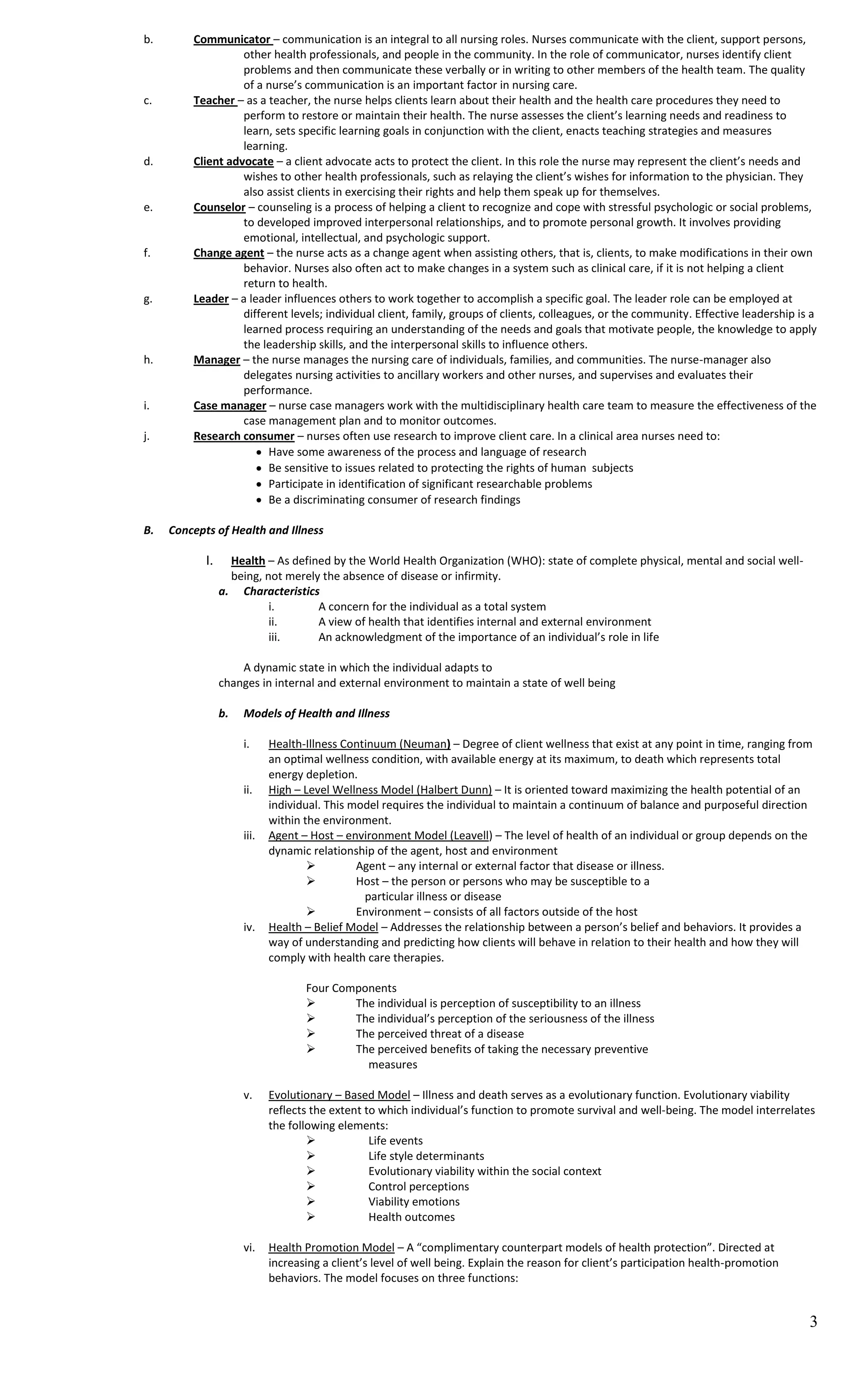 CLIENT DATA – past history and current problems.