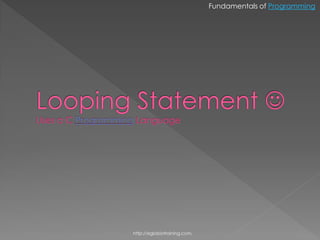 Fundamentals of Programming




http://eglobiotraining.com.
 