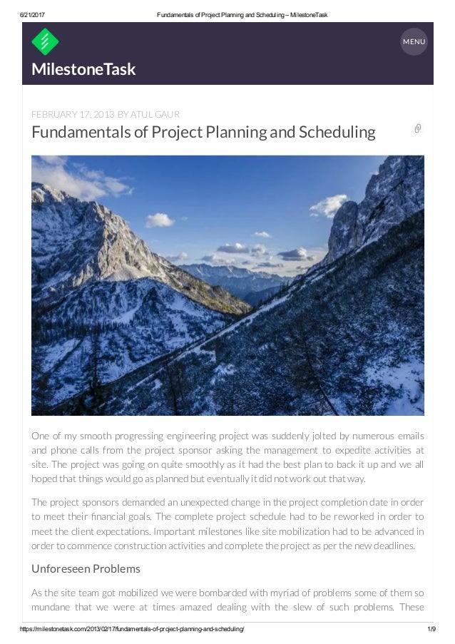 Project Planning and Scheduling Project Planning and Scheduling