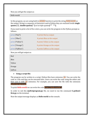 Fundamentals of python | PDF | Programming Languages | Computing