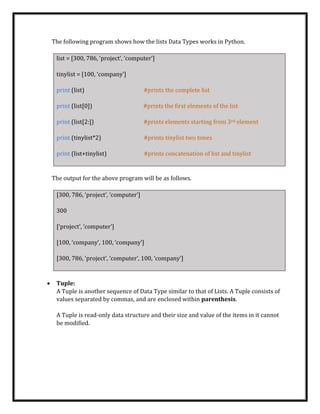 Fundamentals of python | PDF | Programming Languages | Computing