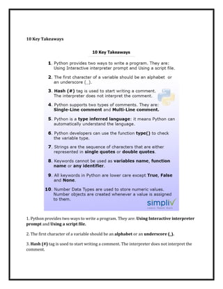 Fundamentals of python | PDF | Programming Languages | Computing