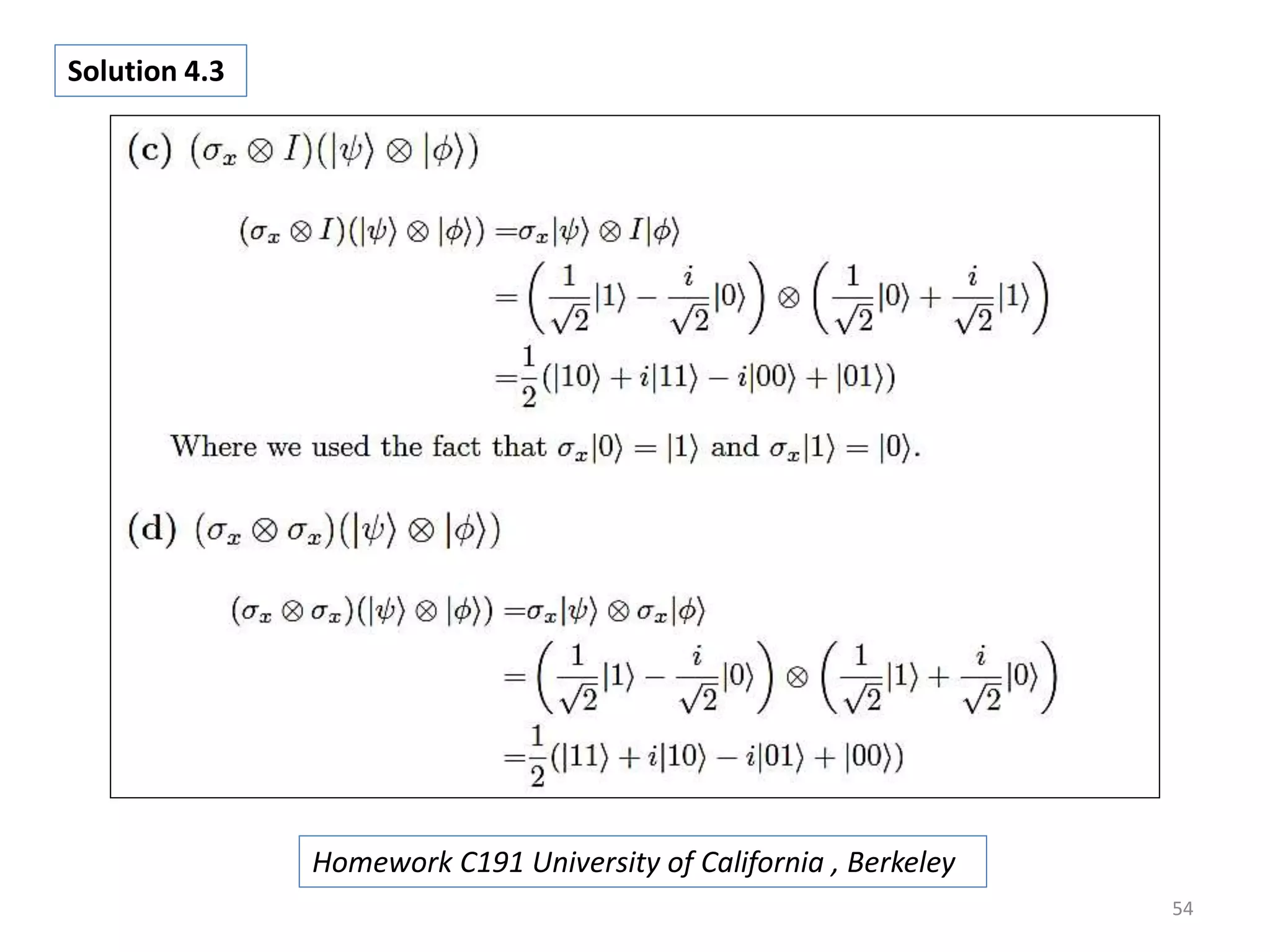 54 Solution 4.3 Homework C191 University of California , Berkeley 