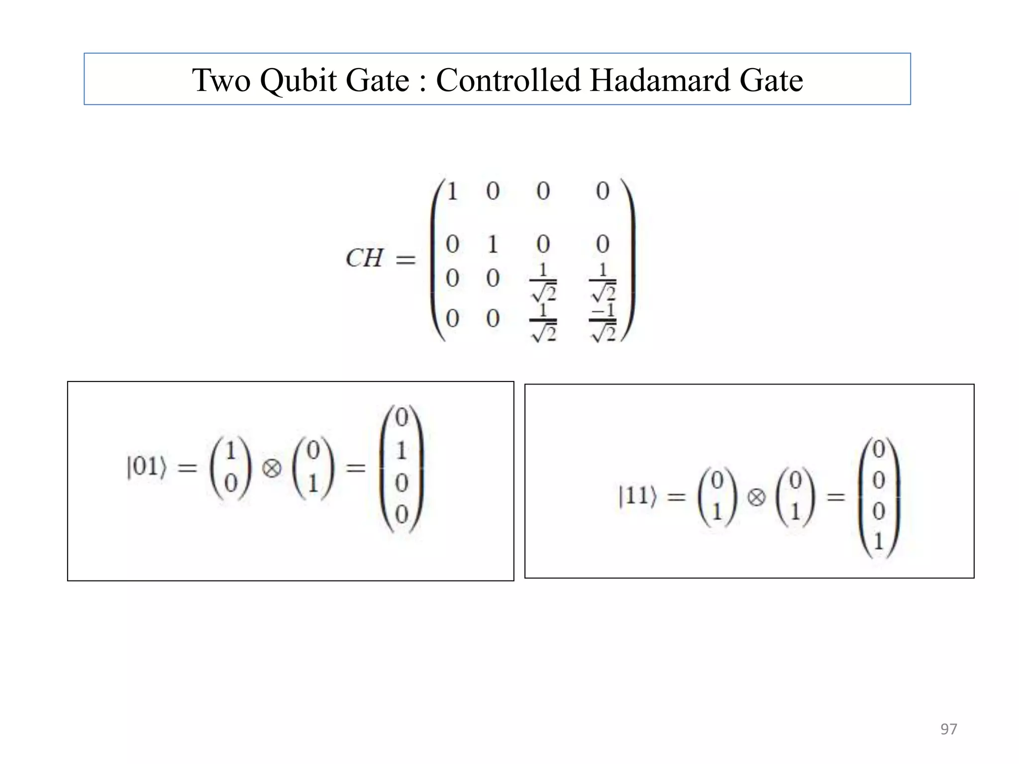 Two Qubit Gate : Controlled Hadamard Gate 97 