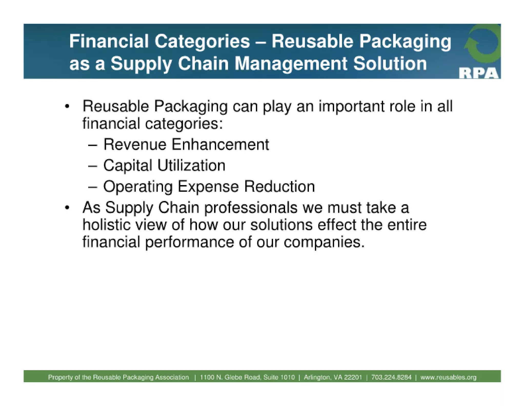 Fundamentals of reusable packaging 2010