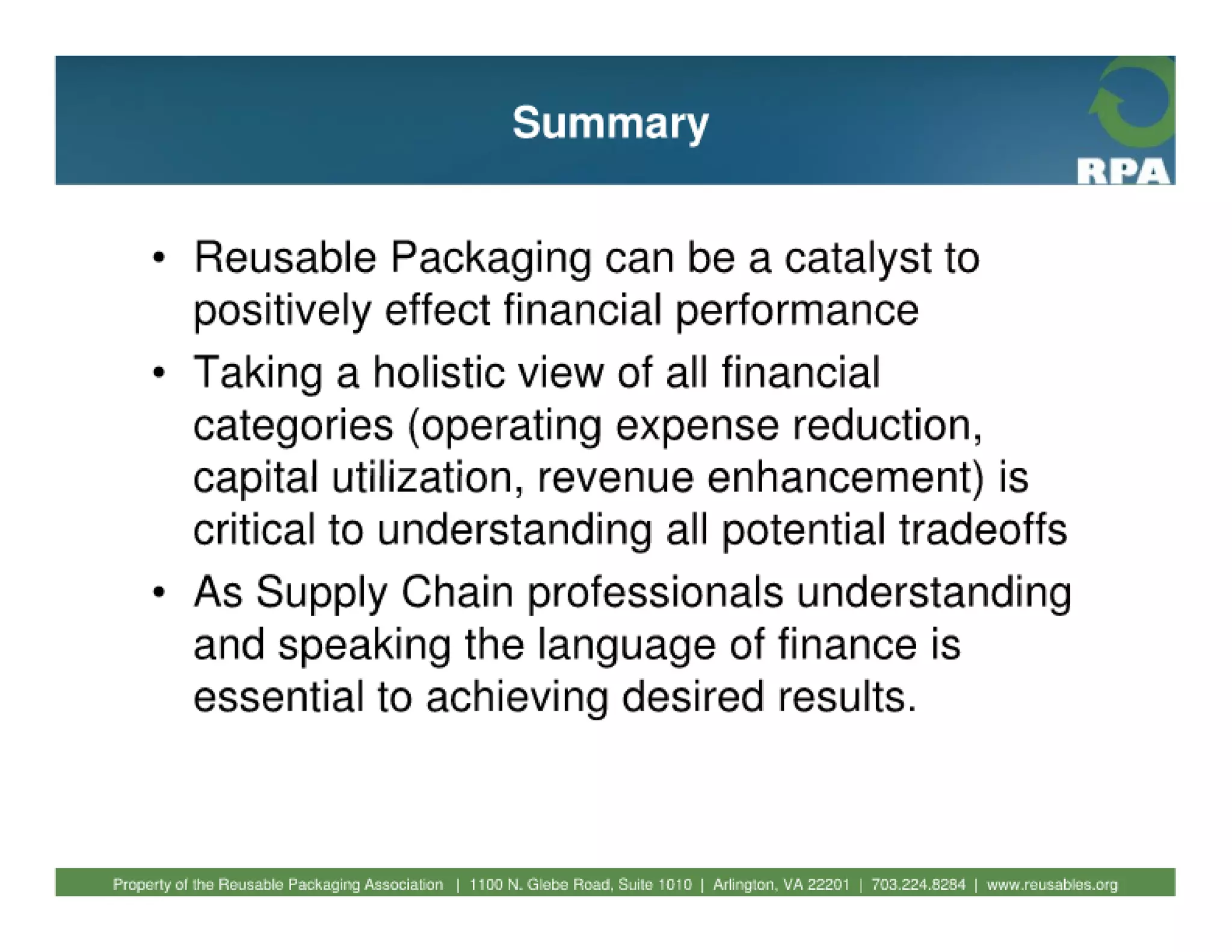 Fundamentals of reusable packaging 2010