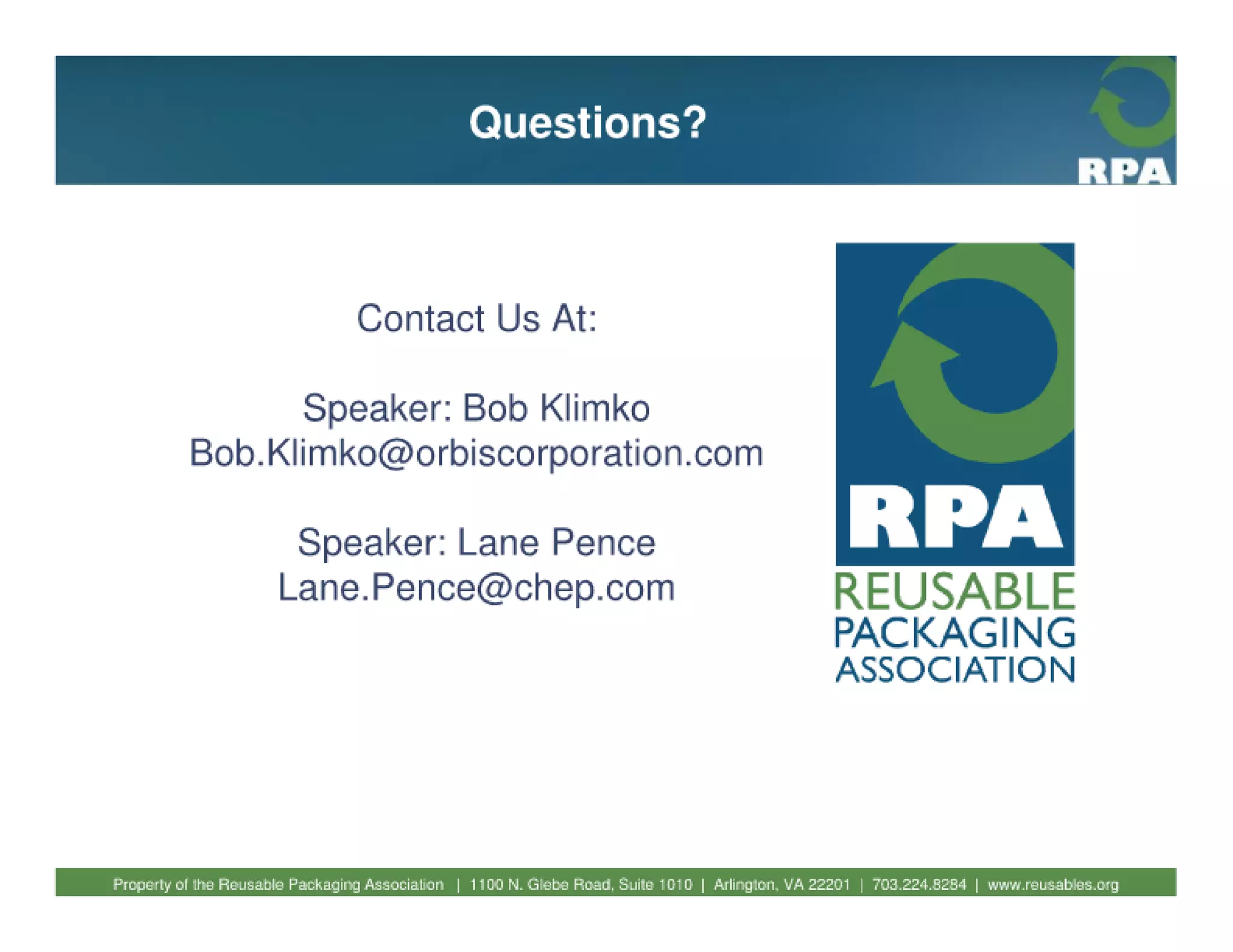 Fundamentals of reusable packaging 2010