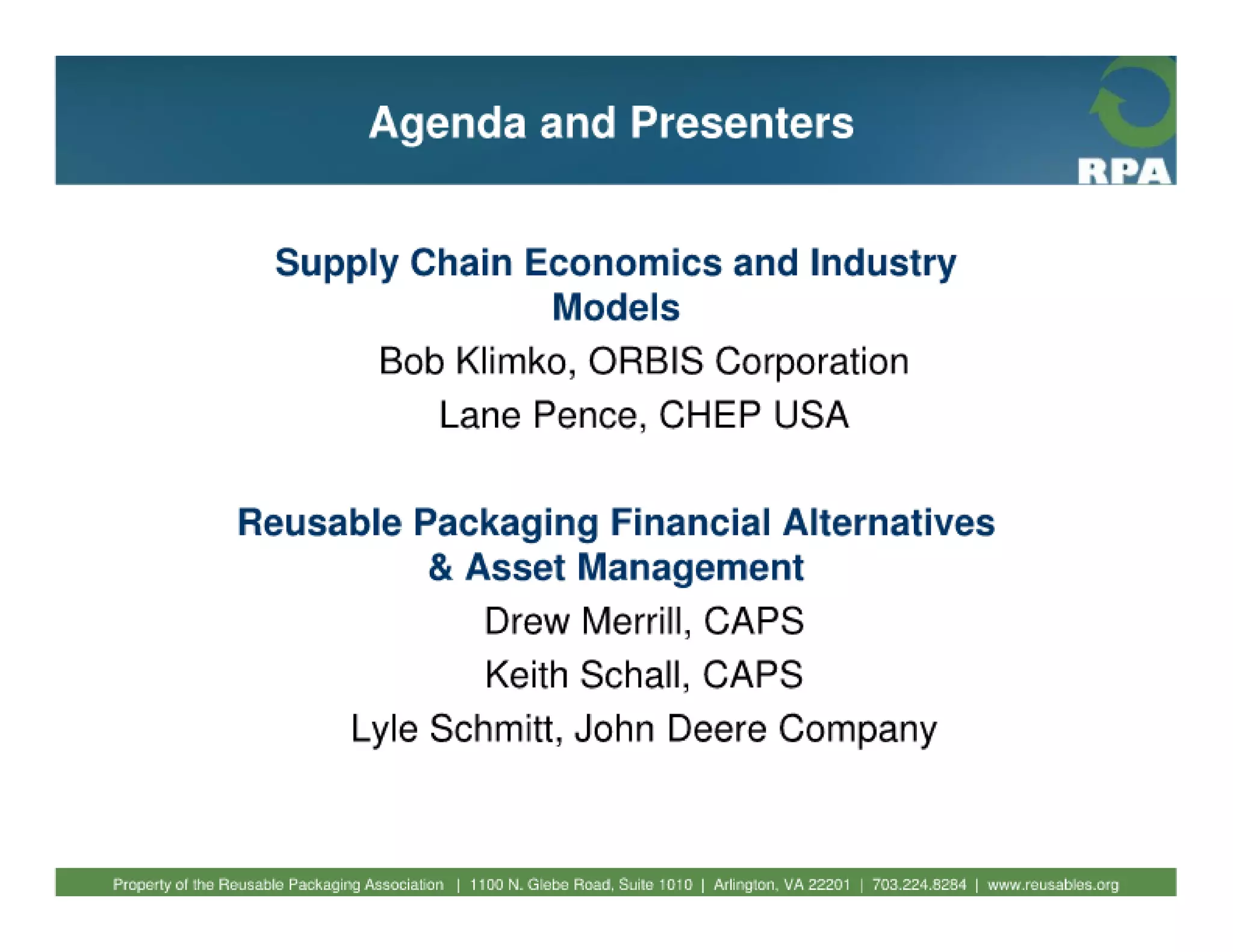 Fundamentals of reusable packaging 2010