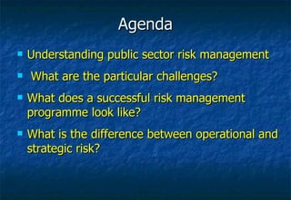 Public Sector Risks Fundamentals Of Risk Management | PPT