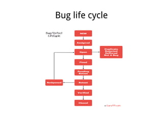 Software Development Bug Testing Cycle Fundamentals of software testing | PDF