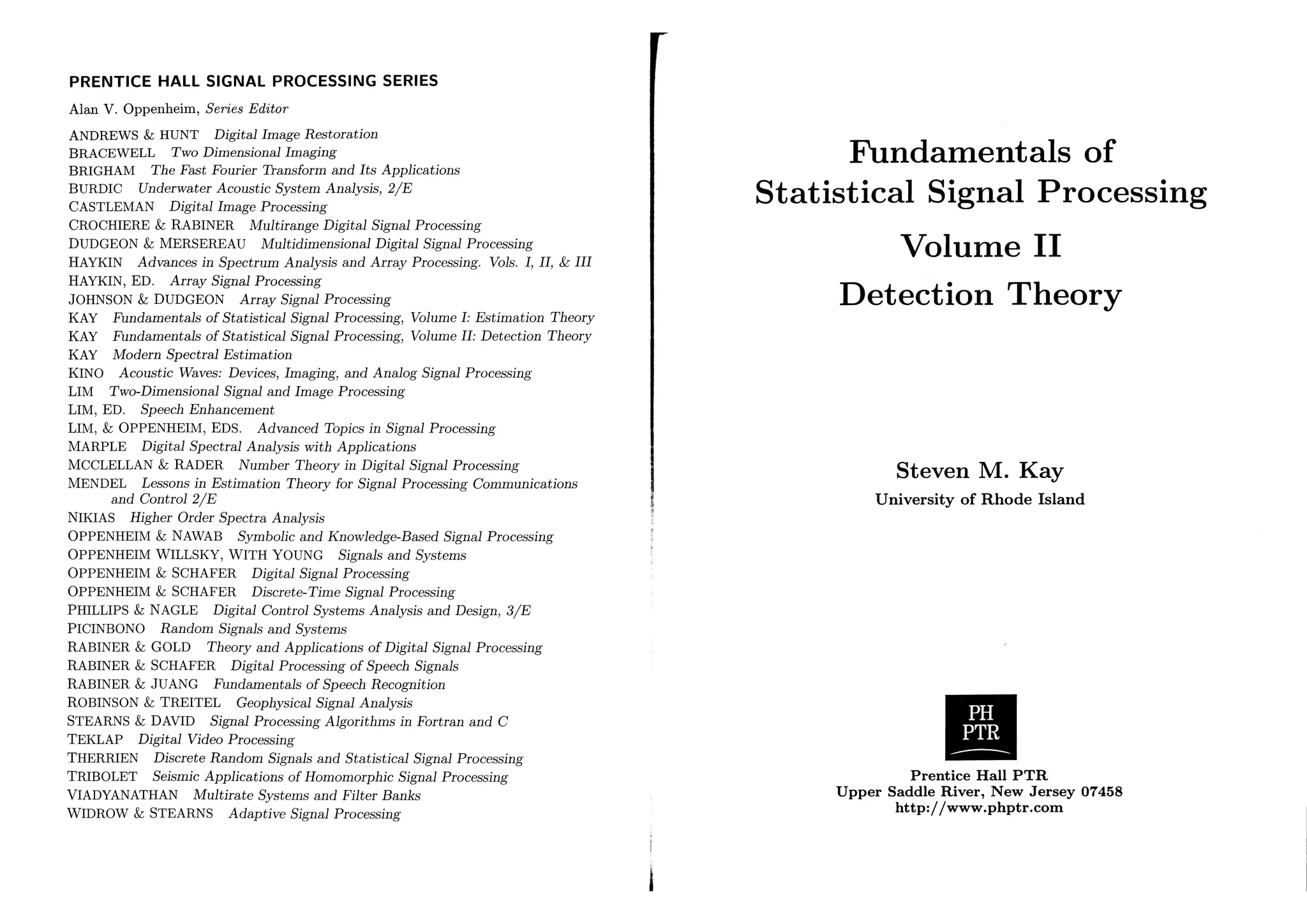 Fundamentals of Statistical Signal Processing Detection Theory