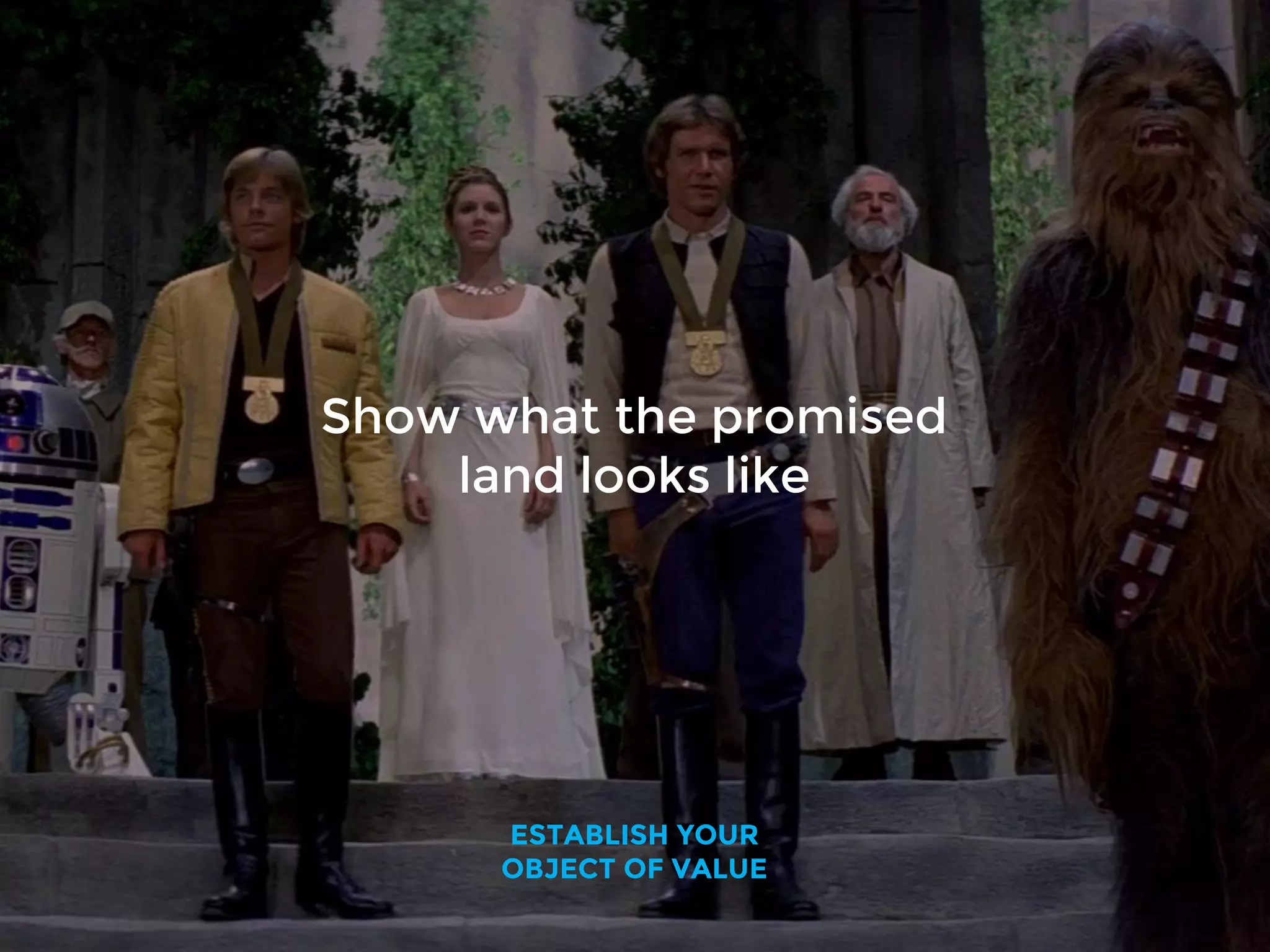Show what the promised
land looks like
ESTABLISH YOUR
OBJECT OF VALUE
 