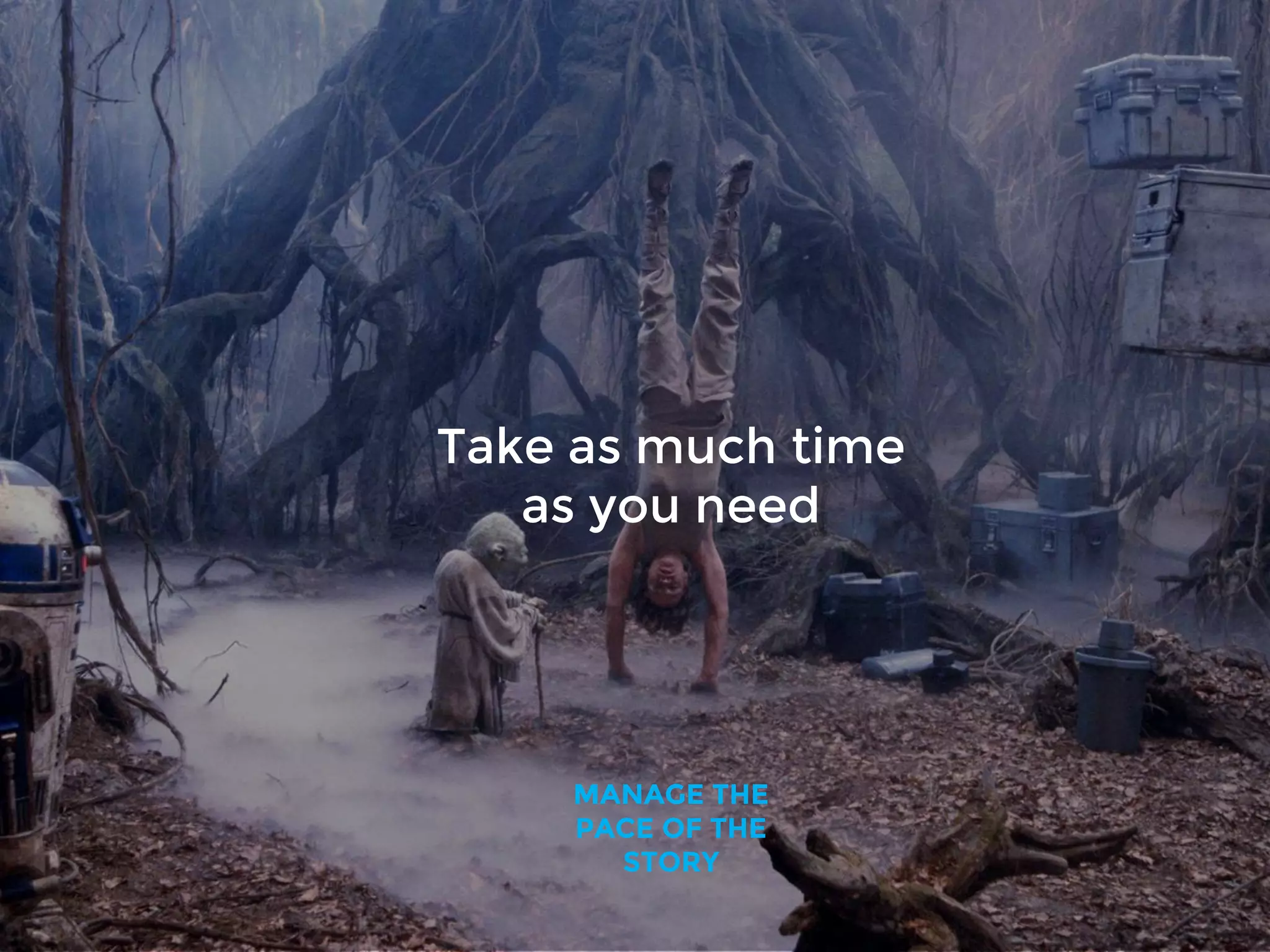 Take as much time
as you need
MANAGE THE
PACE OF THE
STORY
 