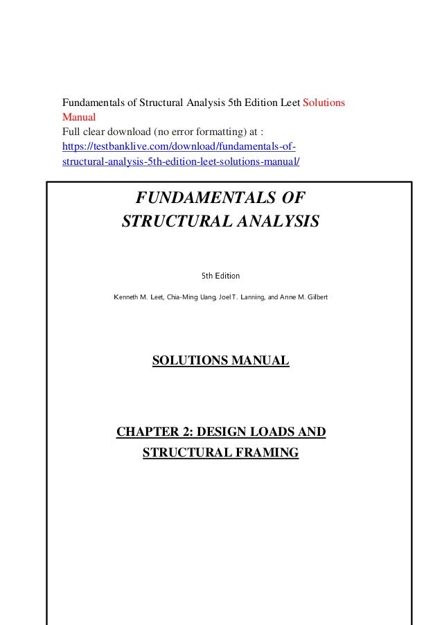 Fundamentals Of Structural Analysis 5th Edition Leet