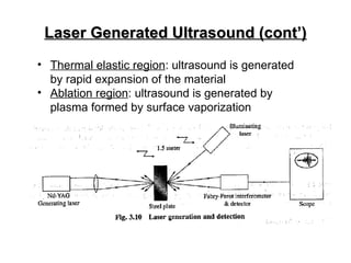 Laser Generated Ultrasound (cont’) <ul><li>Thermal elastic region : ultrasound is generated by rapid expansion of the mate...